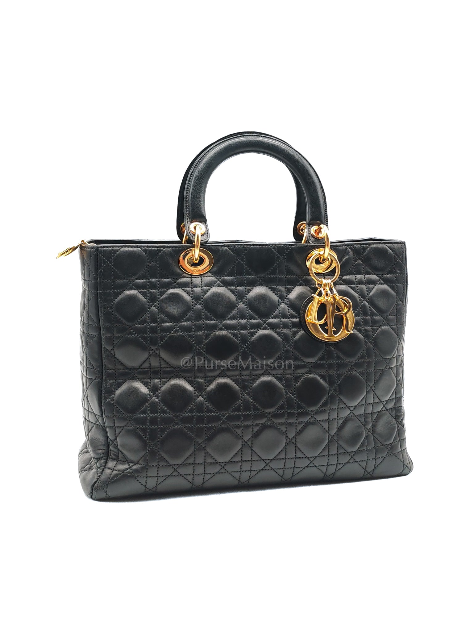 Lady Dior Vintage in Large Black Lambskin Leather Handbag | Purse Maison Luxury Bags Shop