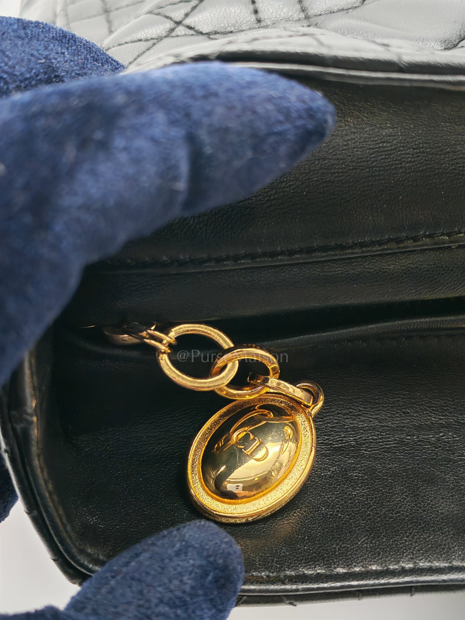Lady Dior Vintage in Large Black Lambskin Leather Handbag | Purse Maison Luxury Bags Shop