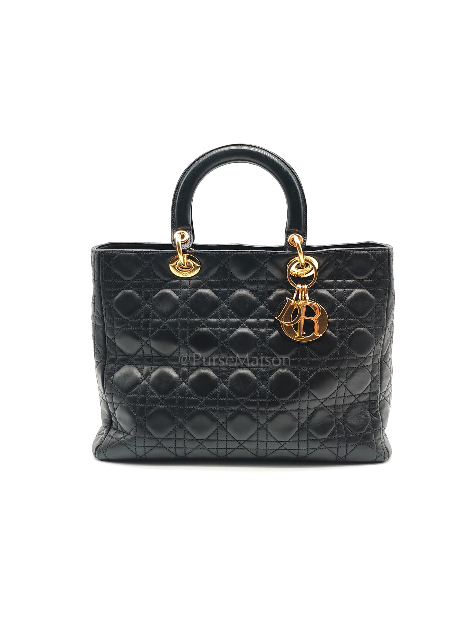Lady Dior Vintage in Large Black Lambskin Leather Handbag | Purse Maison Luxury Bags Shop