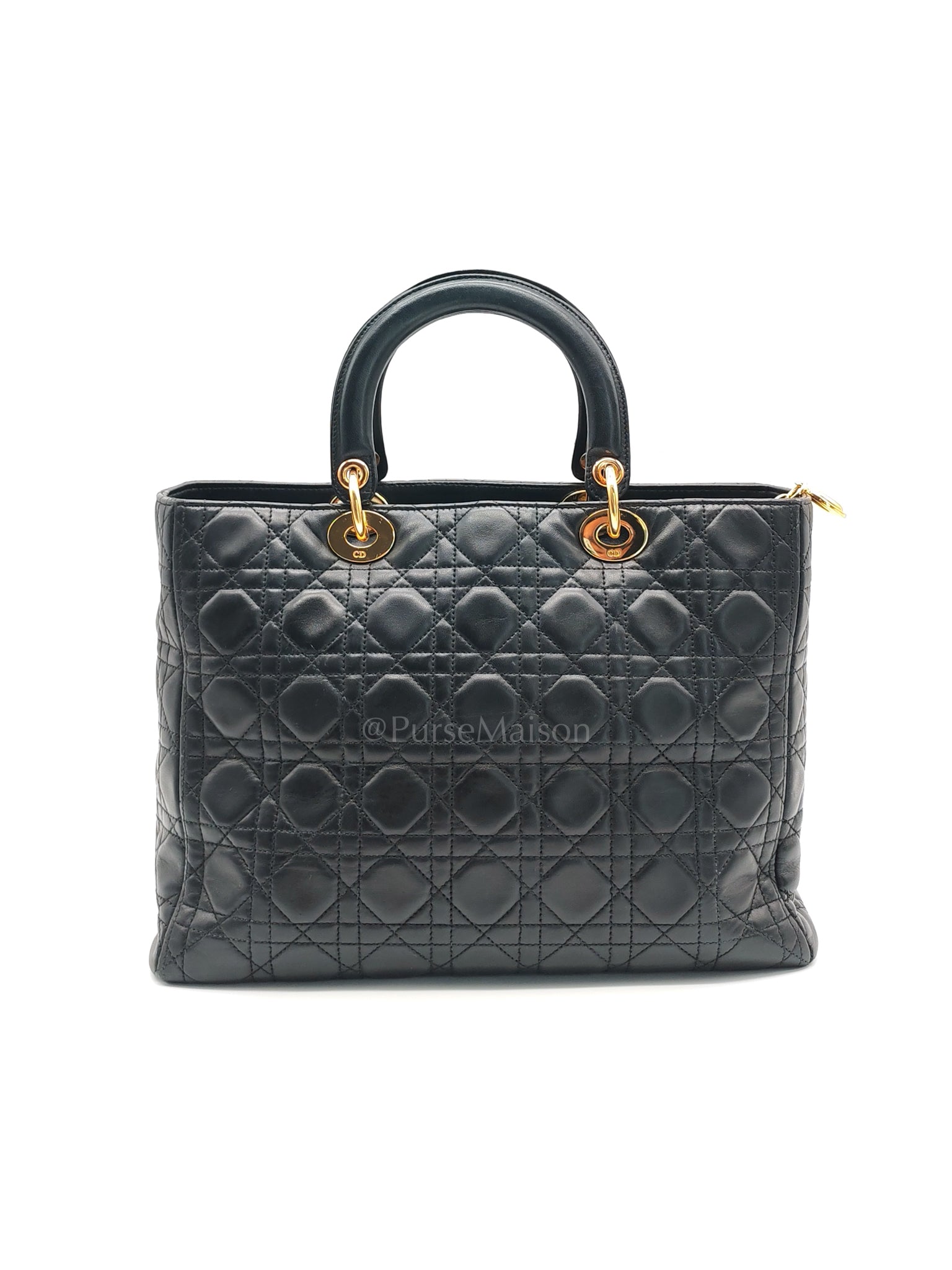 Lady Dior Vintage in Large Black Lambskin Leather Handbag | Purse Maison Luxury Bags Shop