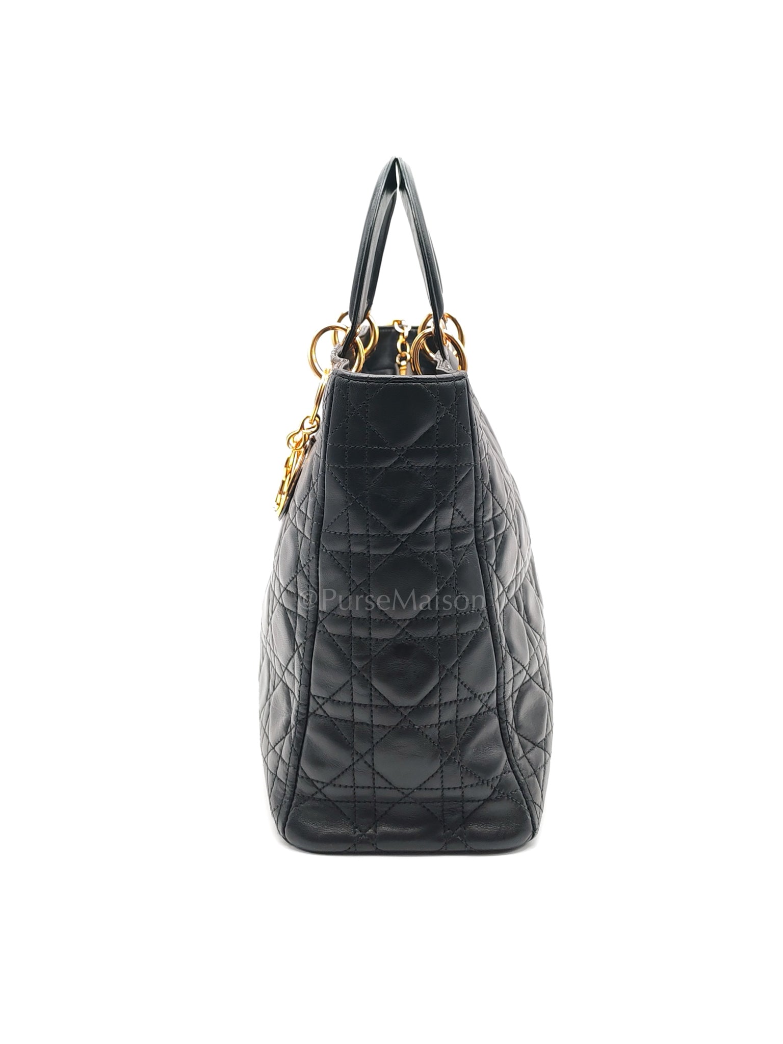 Lady Dior Vintage in Large Black Lambskin Leather Handbag | Purse Maison Luxury Bags Shop