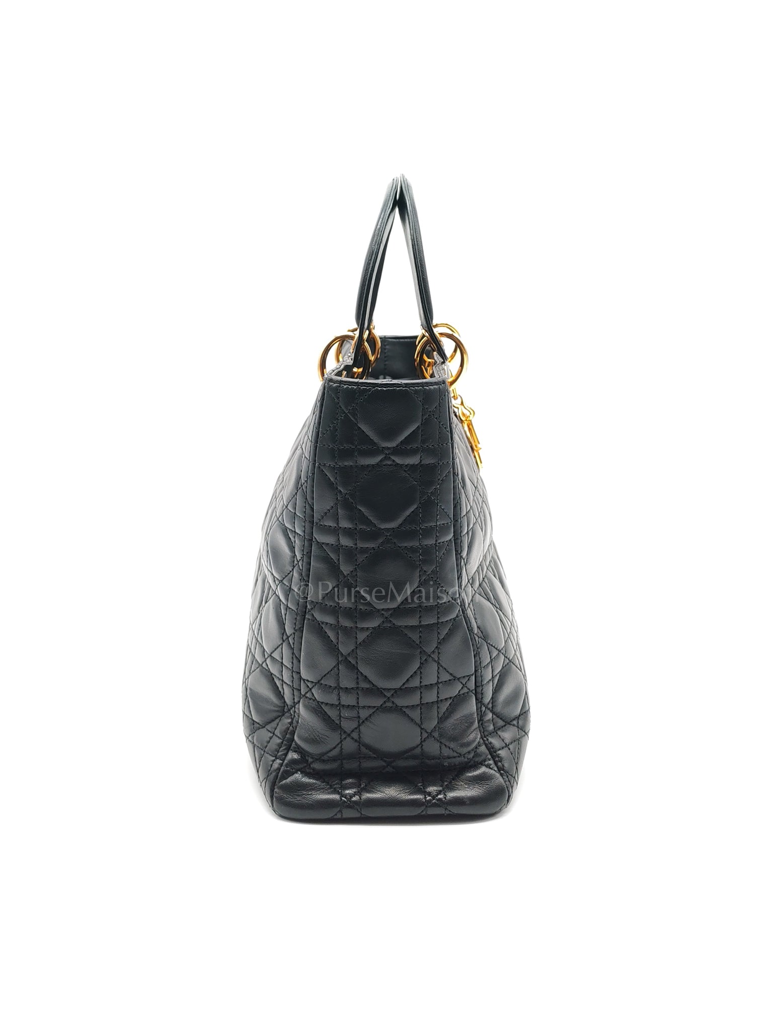 Lady Dior Vintage in Large Black Lambskin Leather Handbag | Purse Maison Luxury Bags Shop