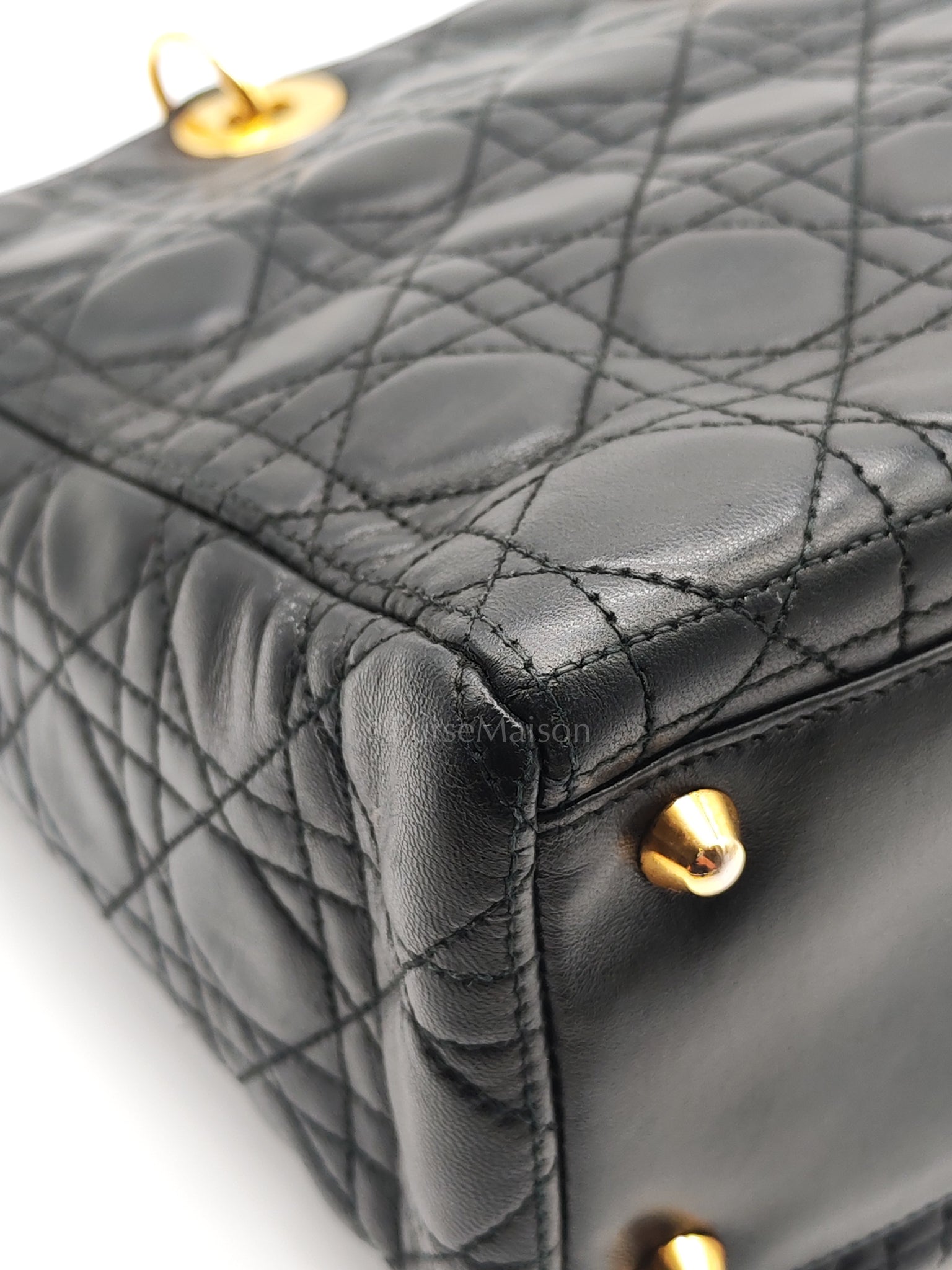 Lady Dior Vintage in Large Black Lambskin Leather Handbag | Purse Maison Luxury Bags Shop