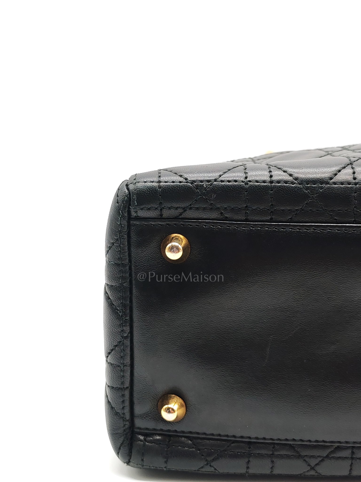 Lady Dior Vintage in Large Black Lambskin Leather Handbag | Purse Maison Luxury Bags Shop