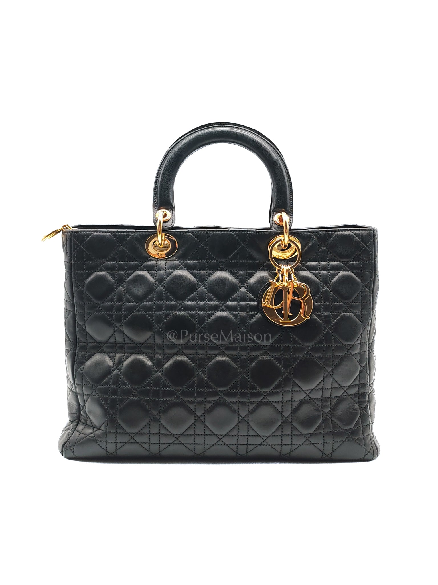 Lady Dior Vintage in Large Black Lambskin Leather Handbag | Purse Maison Luxury Bags Shop