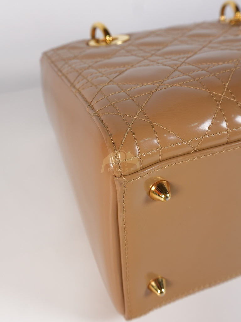 Lady Dior Vintage Medium in Dark Beige Patent Leather | Purse Maison Luxury Bags Shop