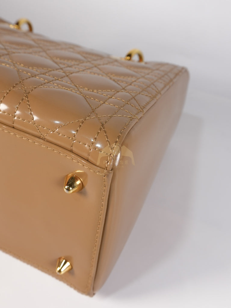 Lady Dior Vintage Medium in Dark Beige Patent Leather | Purse Maison Luxury Bags Shop