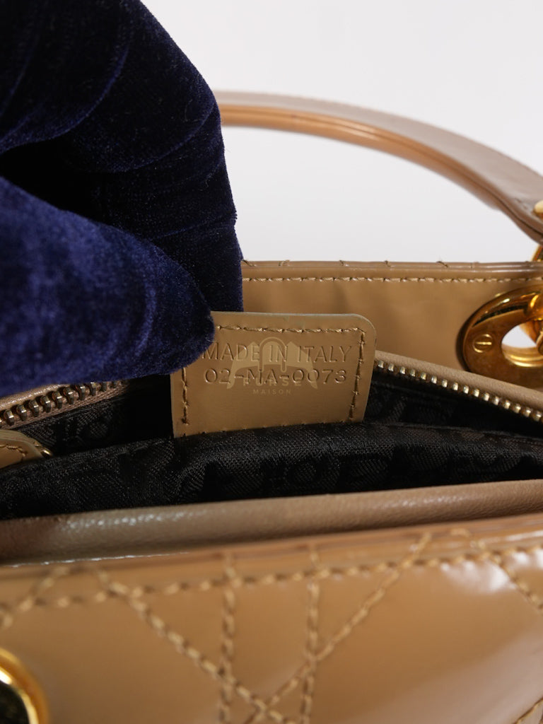 Lady Dior Vintage Medium in Dark Beige Patent Leather | Purse Maison Luxury Bags Shop