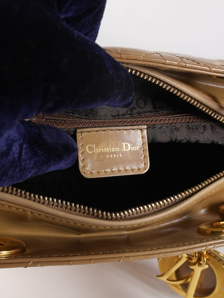 Lady Dior Vintage Medium in Dark Beige Patent Leather | Purse Maison Luxury Bags Shop