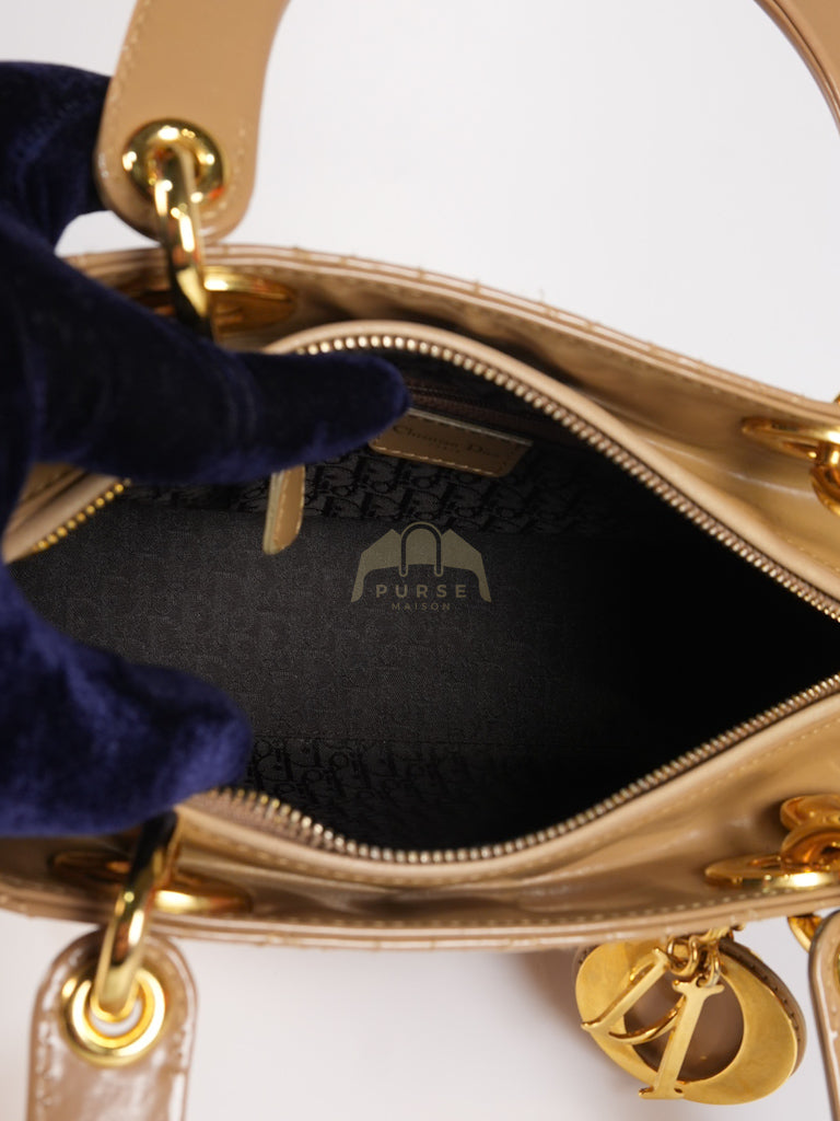 Lady Dior Vintage Medium in Dark Beige Patent Leather | Purse Maison Luxury Bags Shop