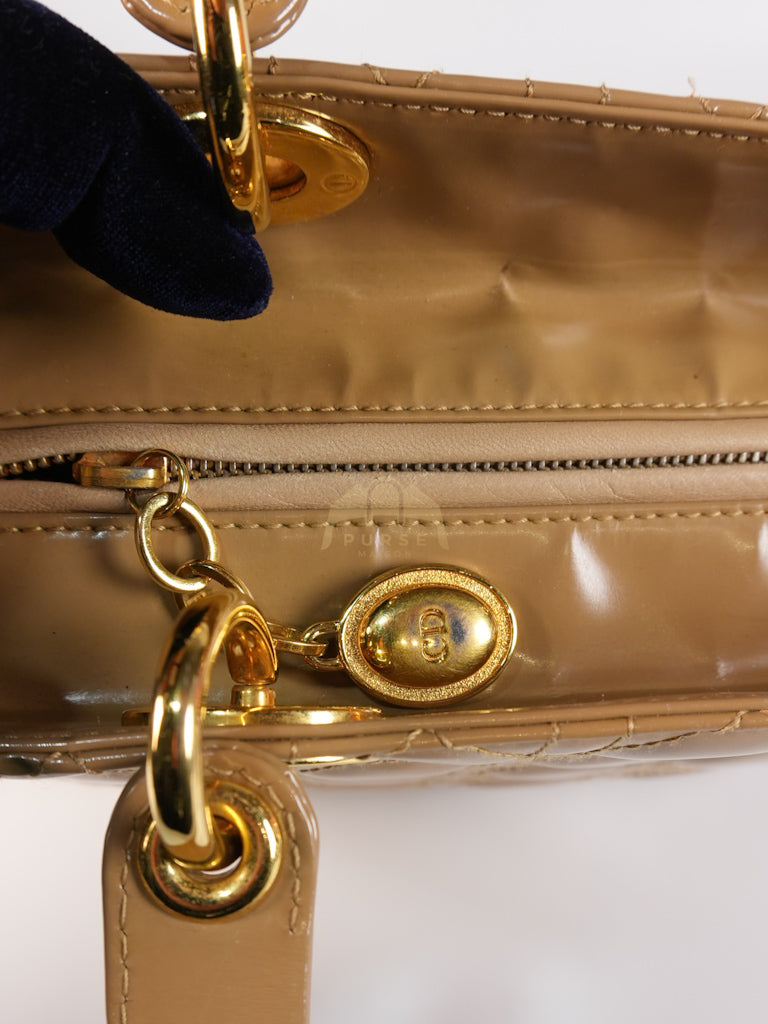 Lady Dior Vintage Medium in Dark Beige Patent Leather | Purse Maison Luxury Bags Shop