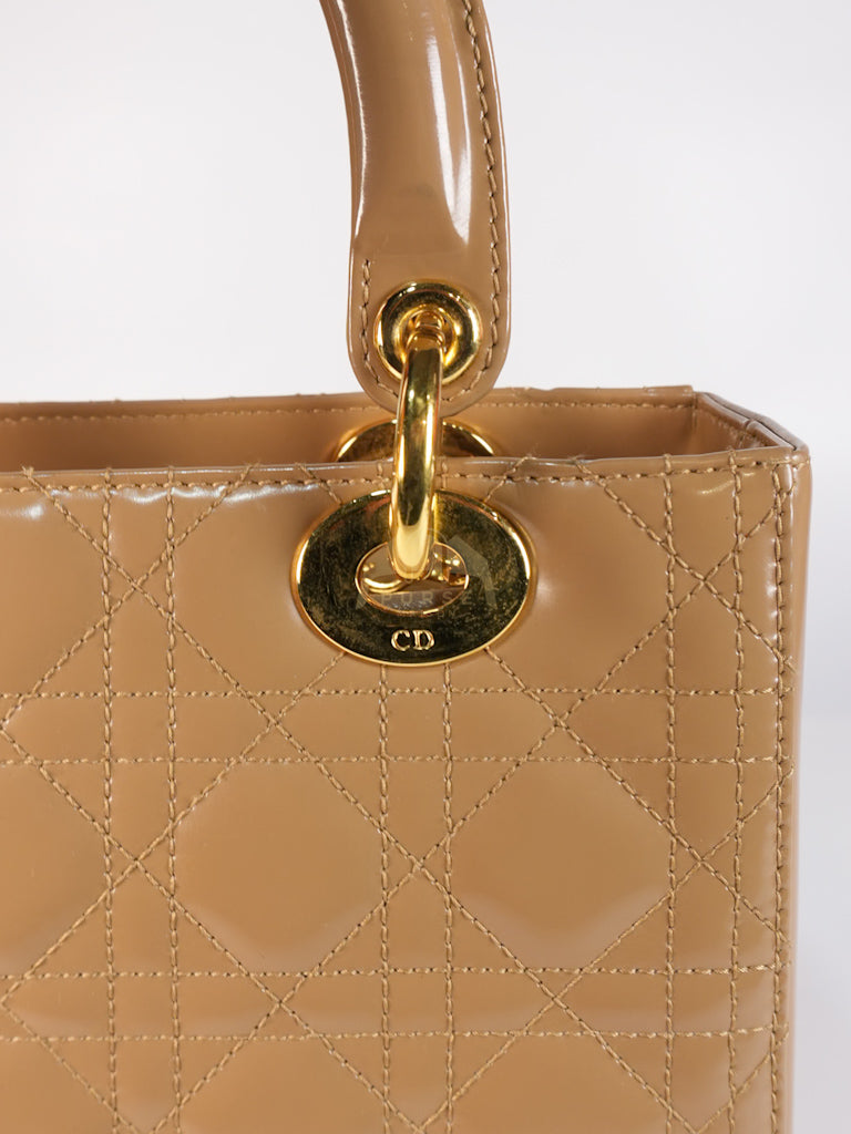 Lady Dior Vintage Medium in Dark Beige Patent Leather | Purse Maison Luxury Bags Shop