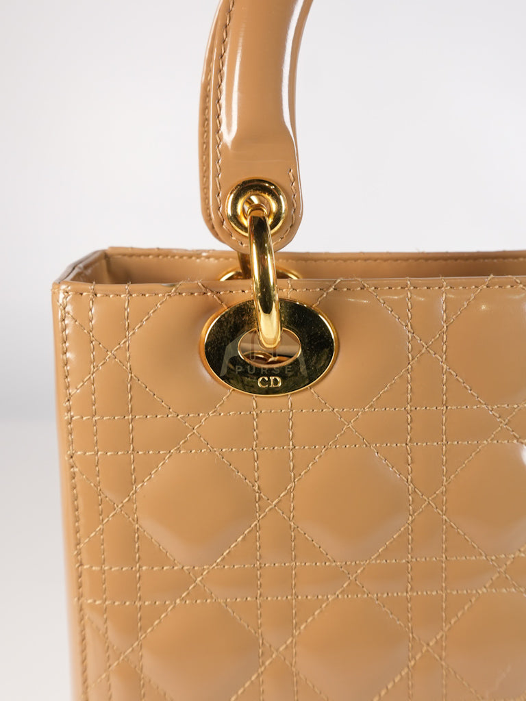 Lady Dior Vintage Medium in Dark Beige Patent Leather | Purse Maison Luxury Bags Shop