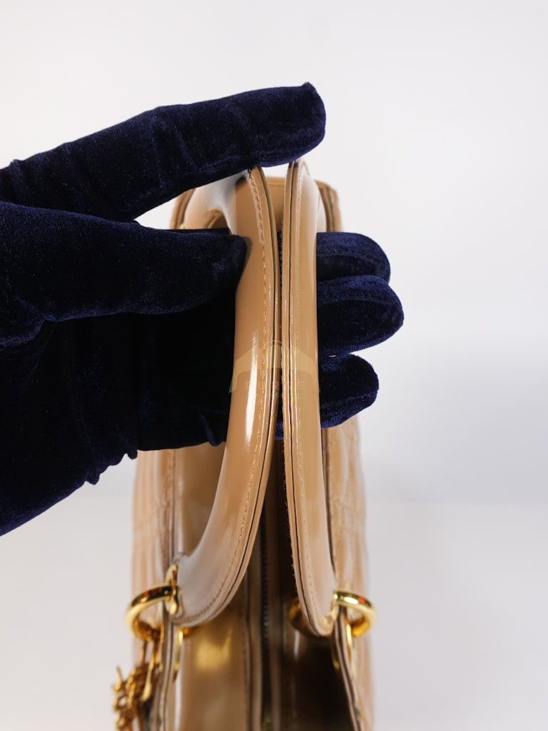 Lady Dior Vintage Medium in Dark Beige Patent Leather | Purse Maison Luxury Bags Shop