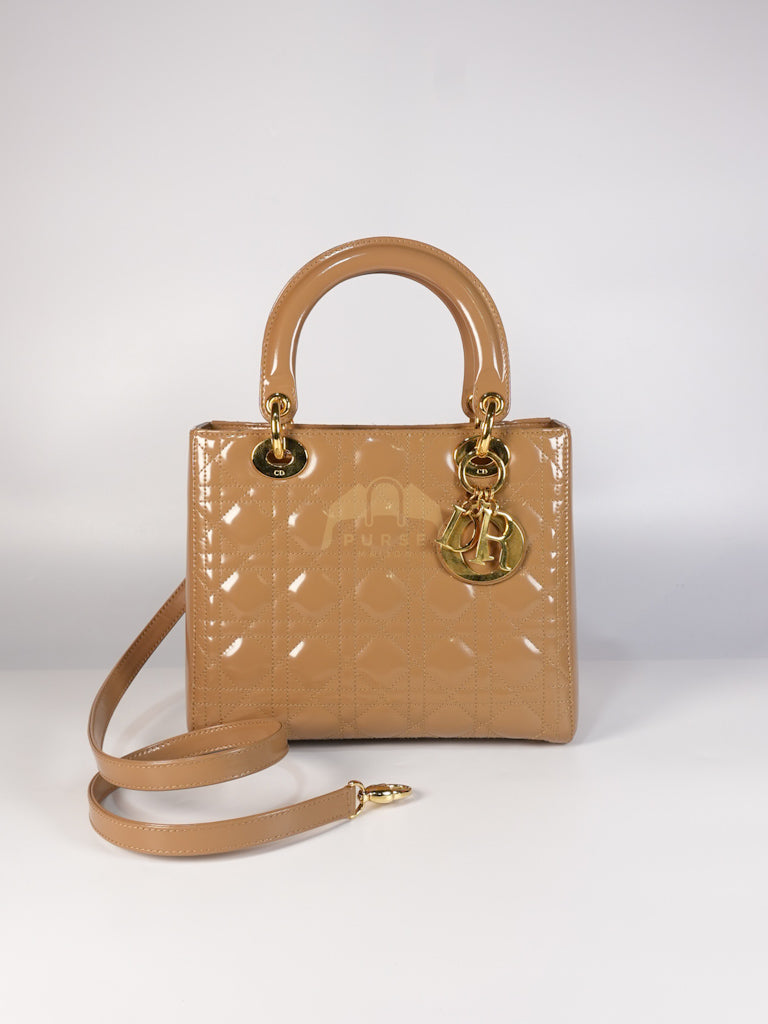 Lady Dior Vintage Medium in Dark Beige Patent Leather | Purse Maison Luxury Bags Shop