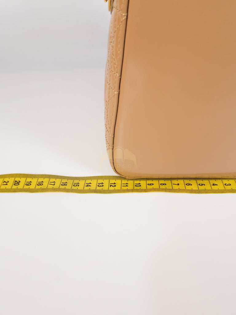 Lady Dior Vintage Medium in Dark Beige Patent Leather | Purse Maison Luxury Bags Shop