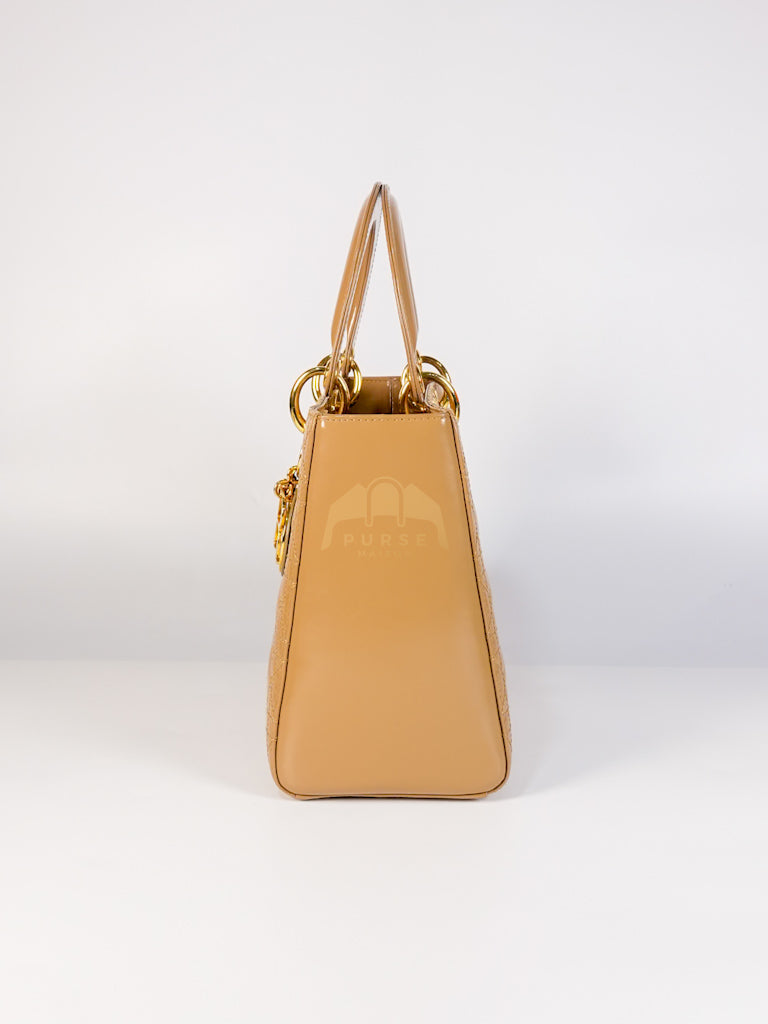 Lady Dior Vintage Medium in Dark Beige Patent Leather | Purse Maison Luxury Bags Shop