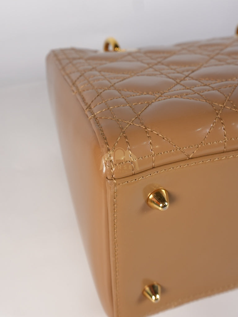 Lady Dior Vintage Medium in Dark Beige Patent Leather | Purse Maison Luxury Bags Shop