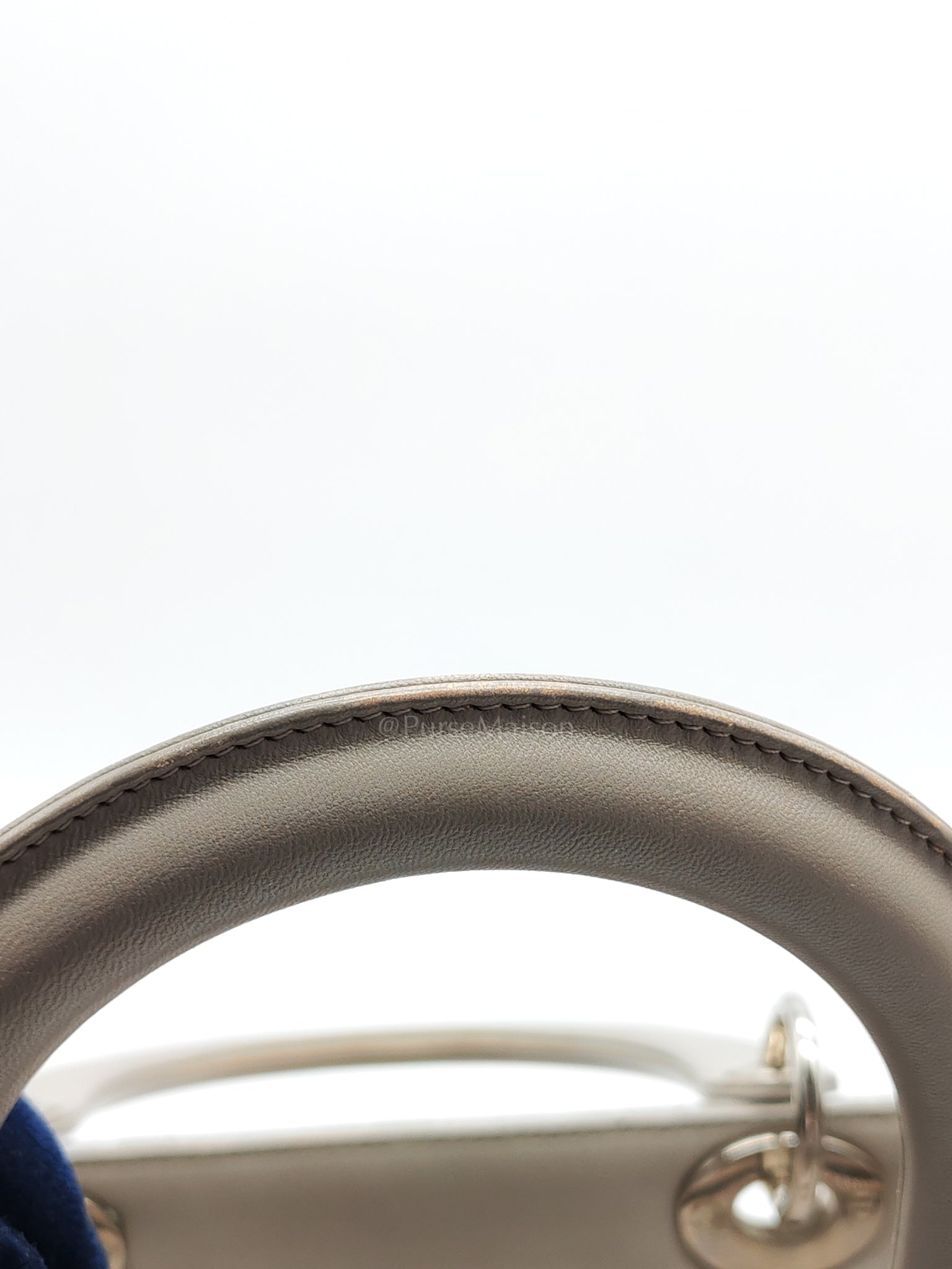 Lady Dior Vintage Medium in Gray Quilted Cannage Lambskin Leather & Silver Hardware | Purse Maison Luxury Bags Shop