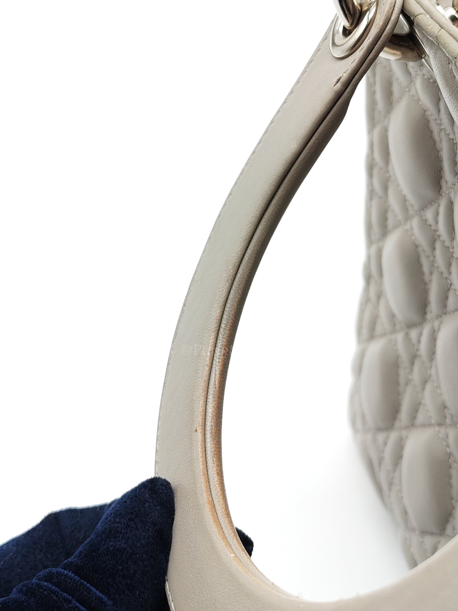 Lady Dior Vintage Medium in Gray Quilted Cannage Lambskin Leather & Silver Hardware | Purse Maison Luxury Bags Shop