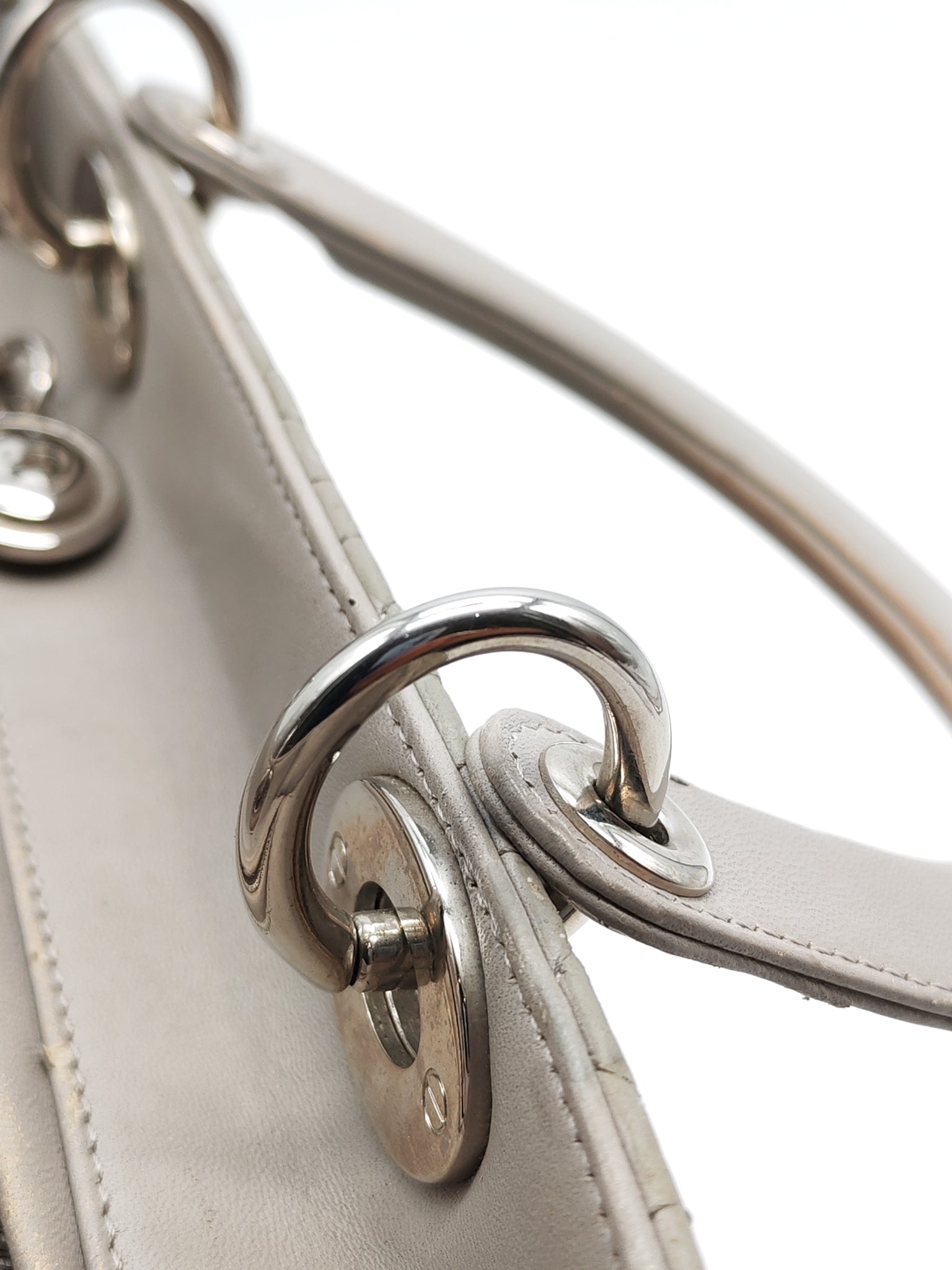 Lady Dior Vintage Medium in Gray Quilted Cannage Lambskin Leather & Silver Hardware | Purse Maison Luxury Bags Shop