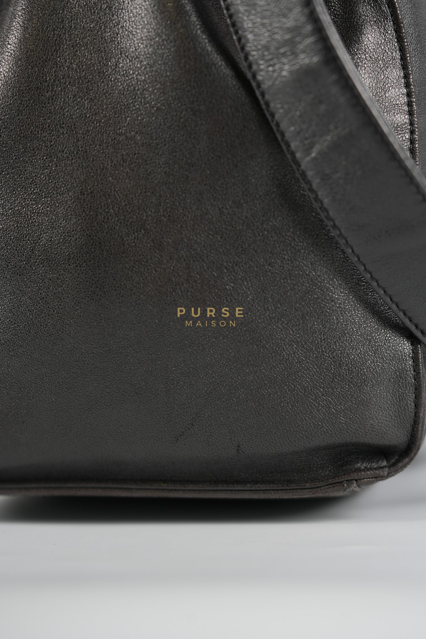 Lambskin CC Stitched Drawstring Bucket Bag in Gold Hardware Series 7 | Purse Maison Luxury Bags Shop