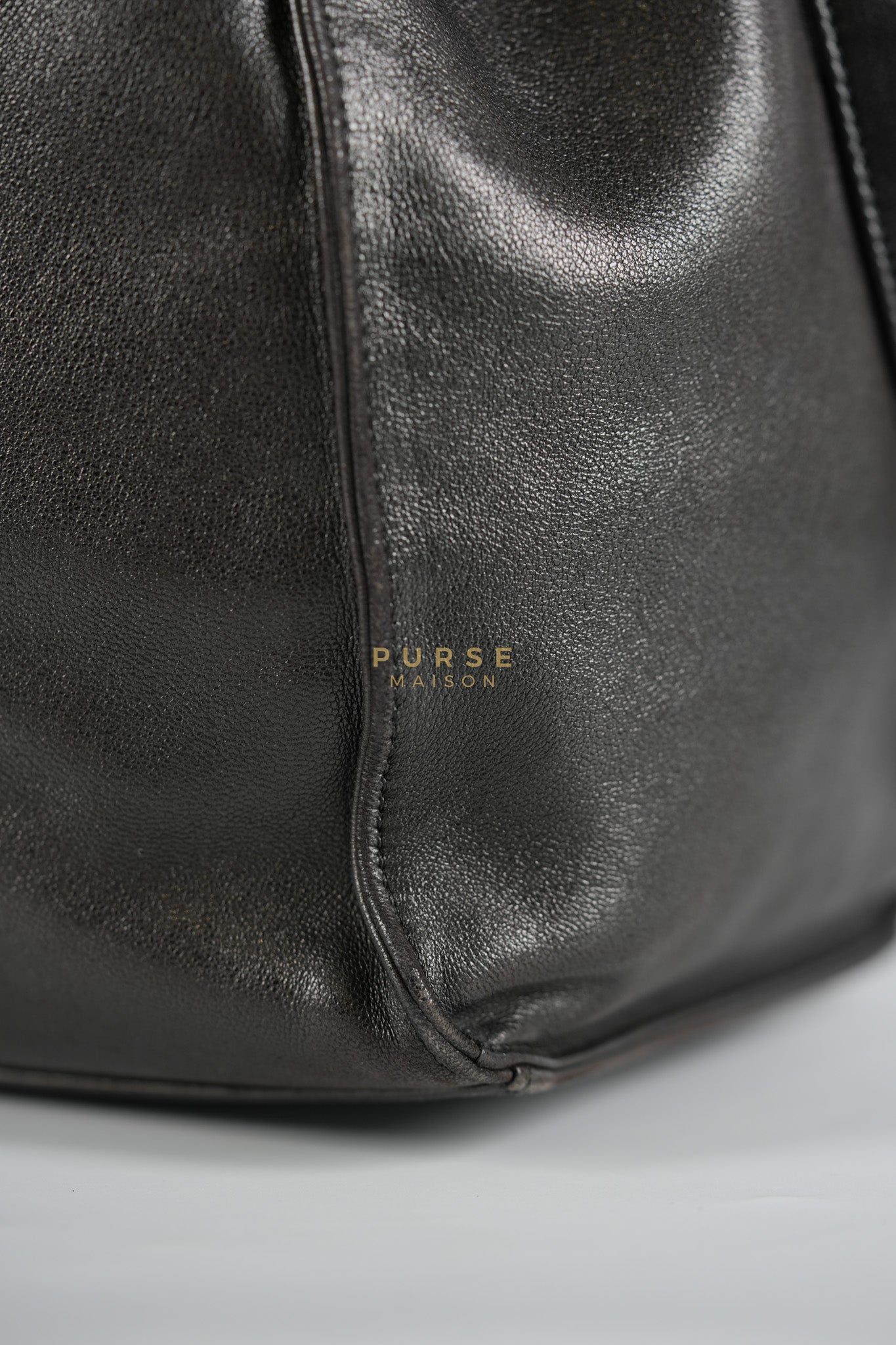 Lambskin CC Stitched Drawstring Bucket Bag in Gold Hardware Series 7 | Purse Maison Luxury Bags Shop