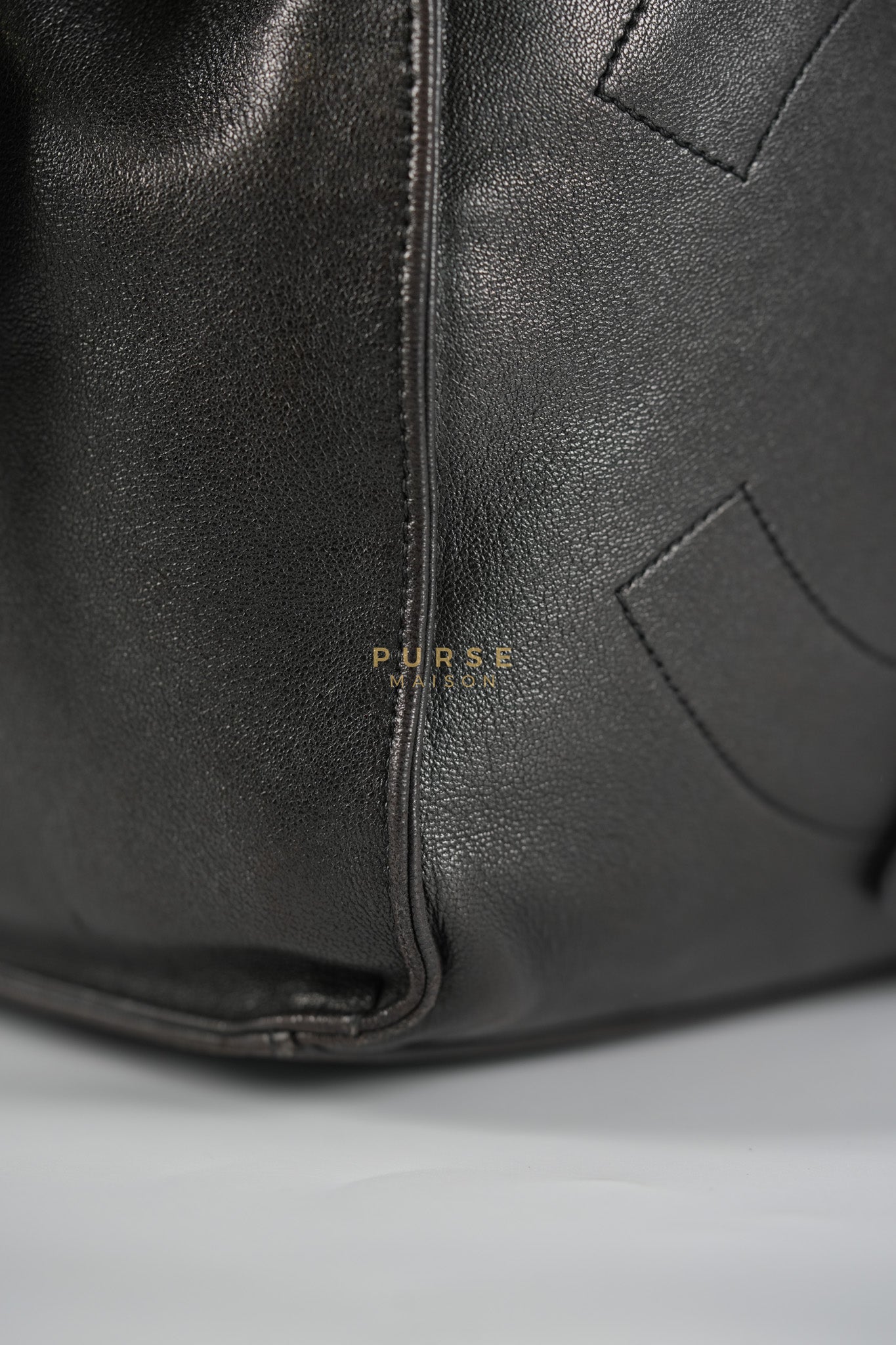 Lambskin CC Stitched Drawstring Bucket Bag in Gold Hardware Series 7 | Purse Maison Luxury Bags Shop