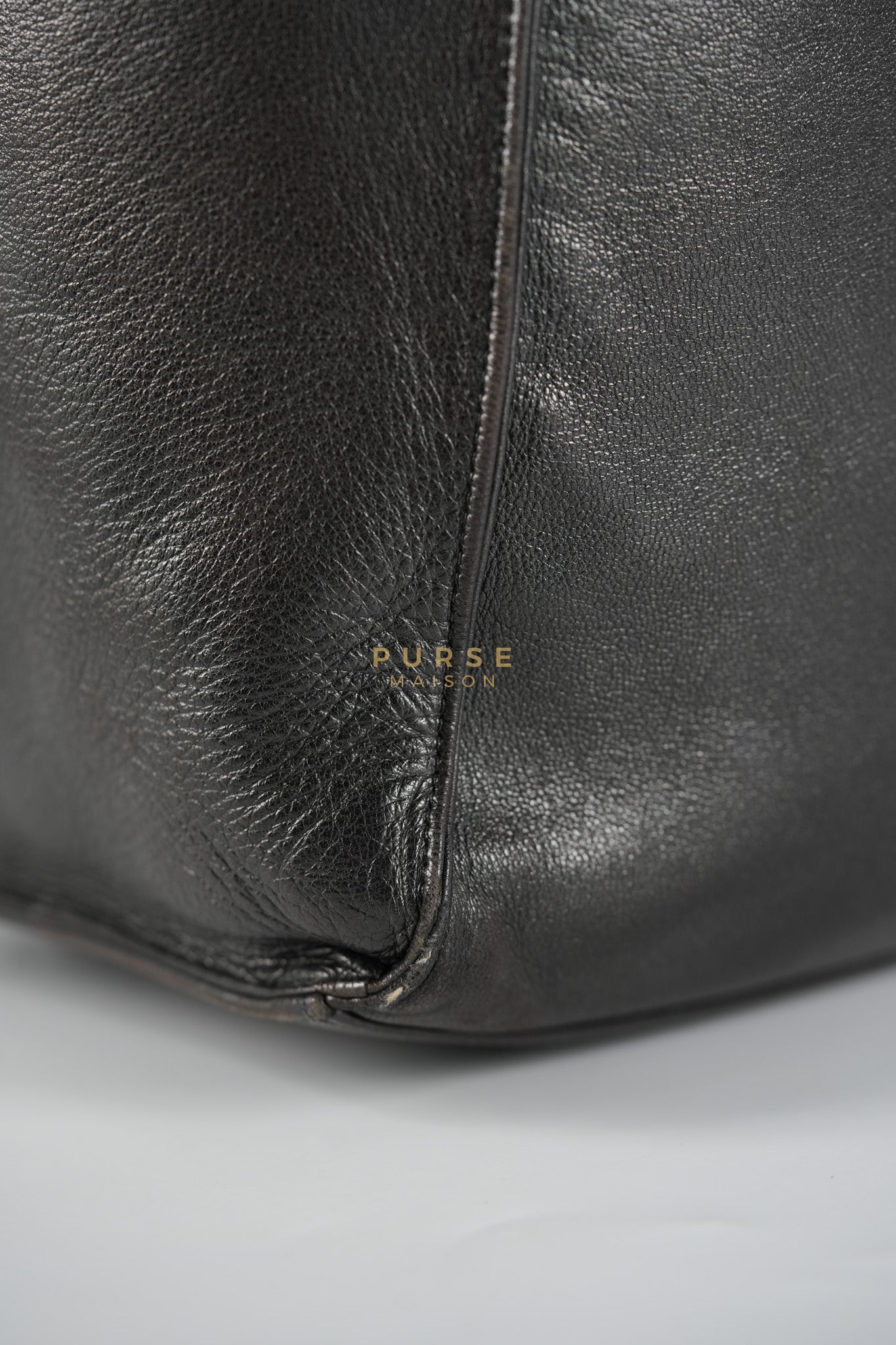 Lambskin CC Stitched Drawstring Bucket Bag in Gold Hardware Series 7 | Purse Maison Luxury Bags Shop