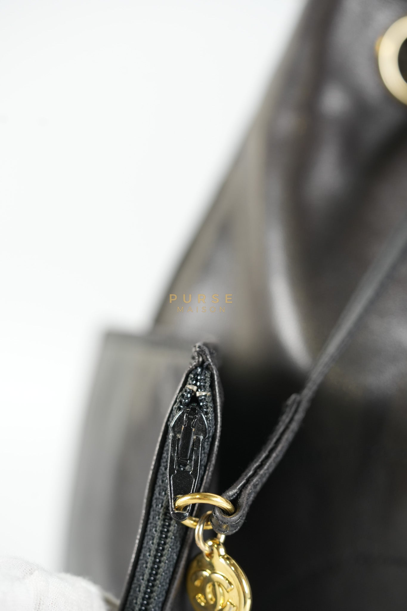Lambskin CC Stitched Drawstring Bucket Bag in Gold Hardware Series 7 | Purse Maison Luxury Bags Shop