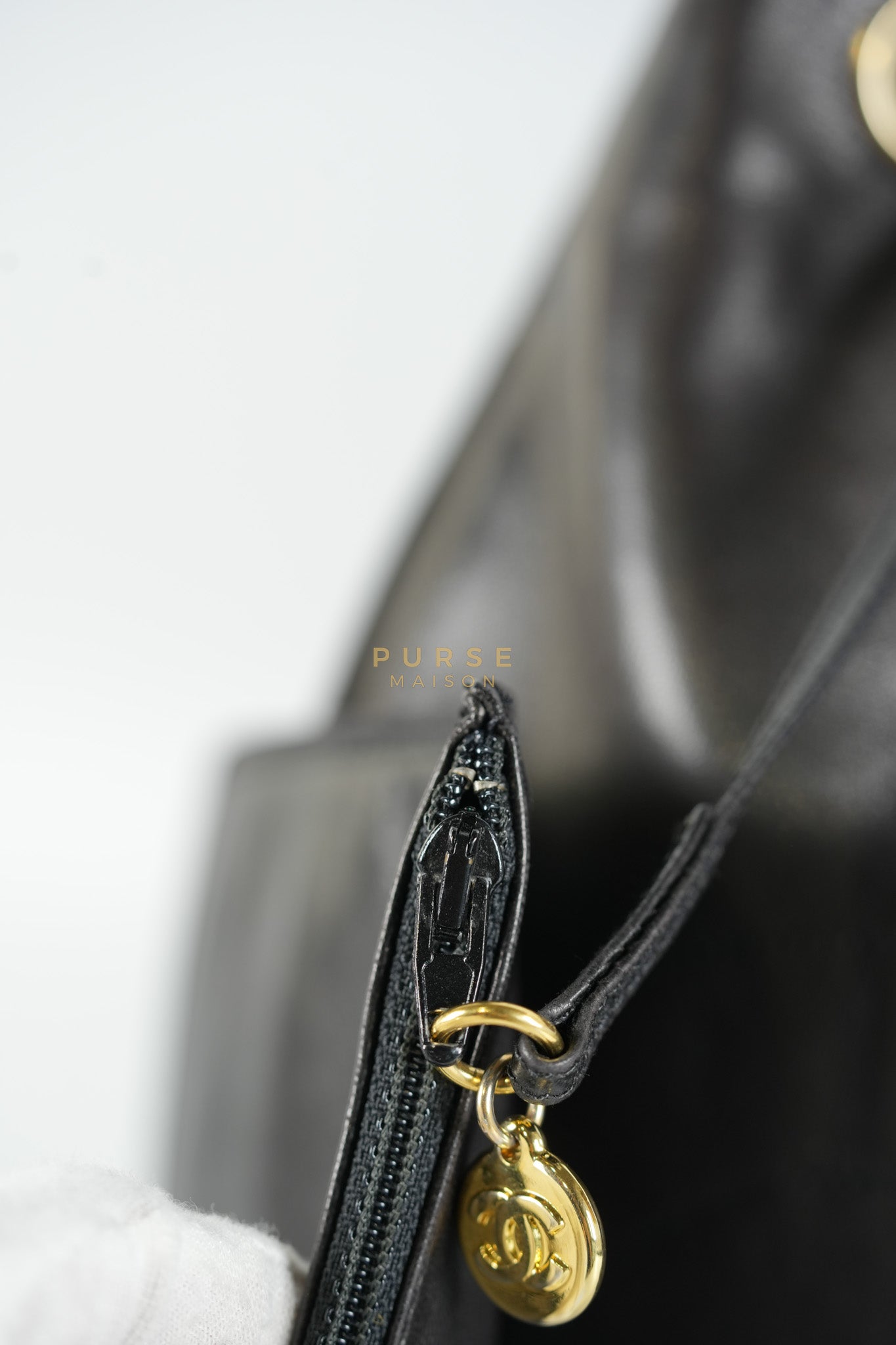 Lambskin CC Stitched Drawstring Bucket Bag in Gold Hardware Series 7 | Purse Maison Luxury Bags Shop