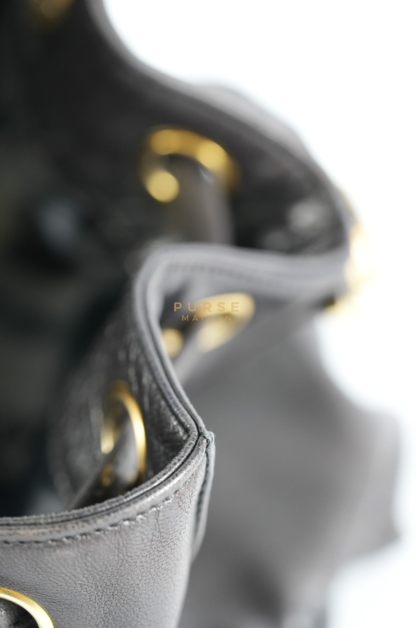 Lambskin CC Stitched Drawstring Bucket Bag in Gold Hardware Series 7 | Purse Maison Luxury Bags Shop