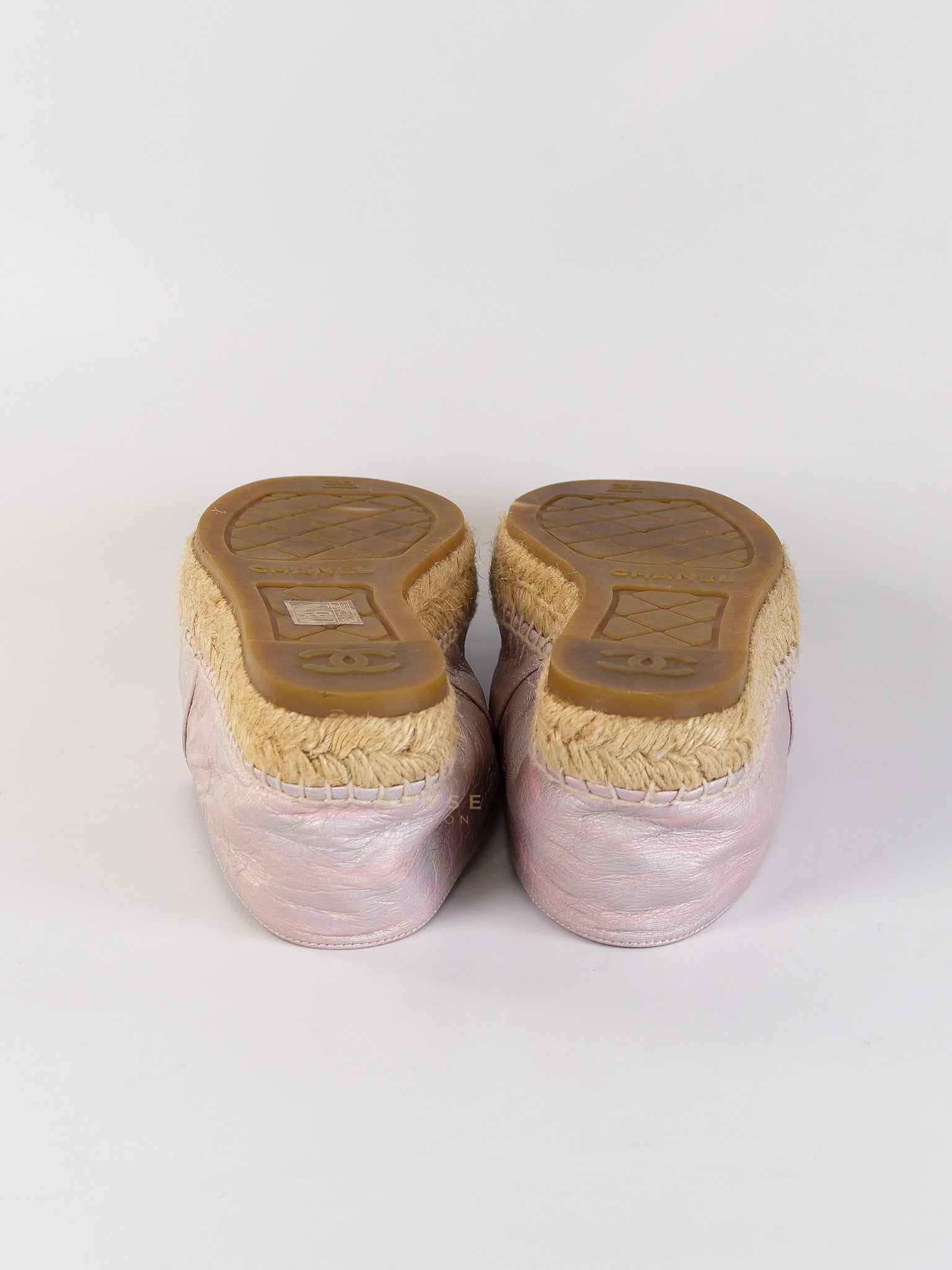 Laminated Lambskin Pink Grosgrain Embroidered CC Espadrilles Size 39 EU (24.5cm) | Purse Maison Luxury Bags Shop