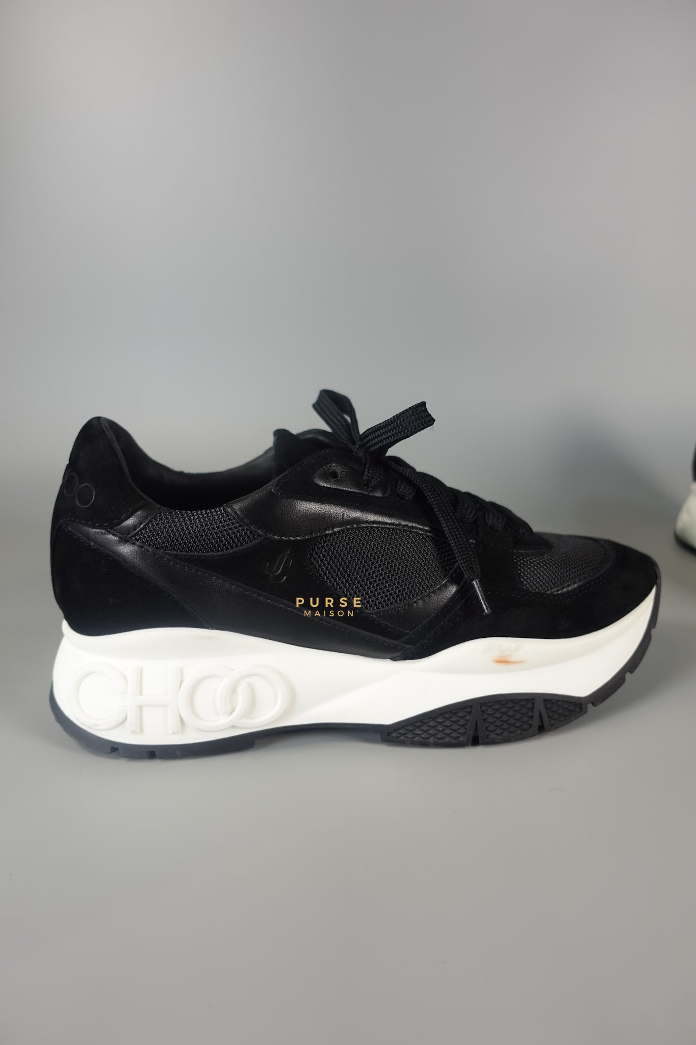 セール★Jimmy Choo★LANDON JIMMY CHOO LANDON GREEN GRAY SUEDE BLACK LEATHER PLATFORM