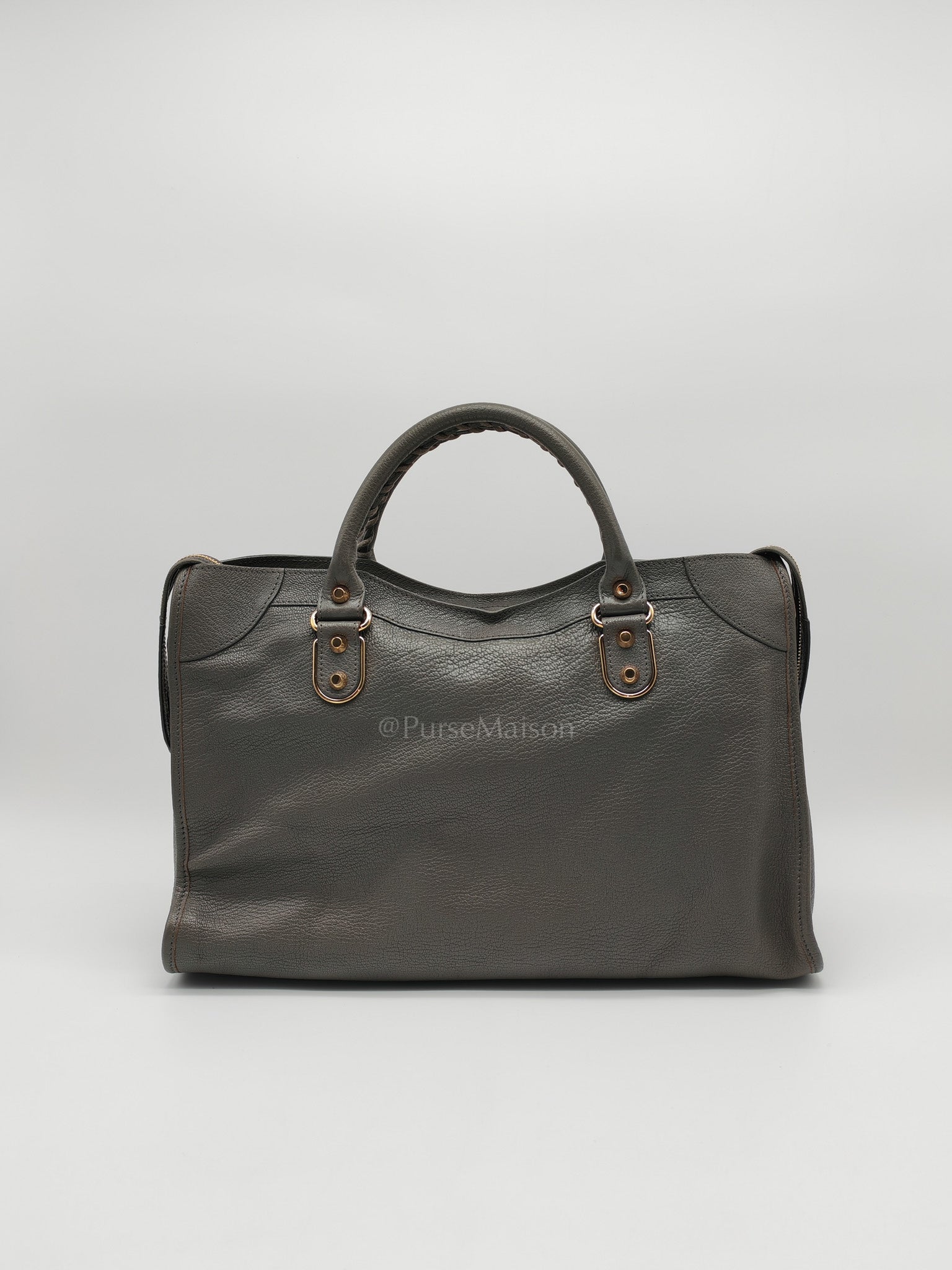 Metallic Edge City Bag in Charcoal Grey