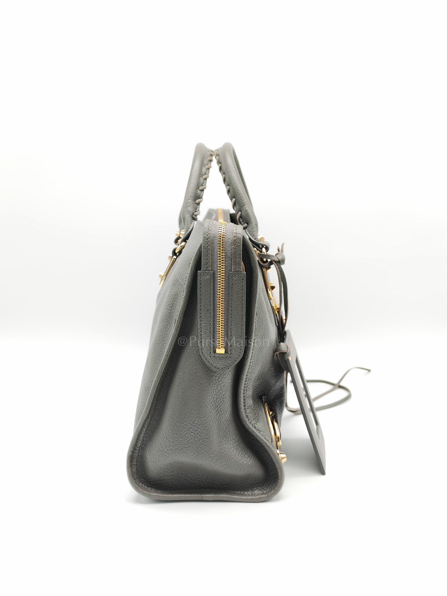 Metallic Edge City Bag in Charcoal Grey