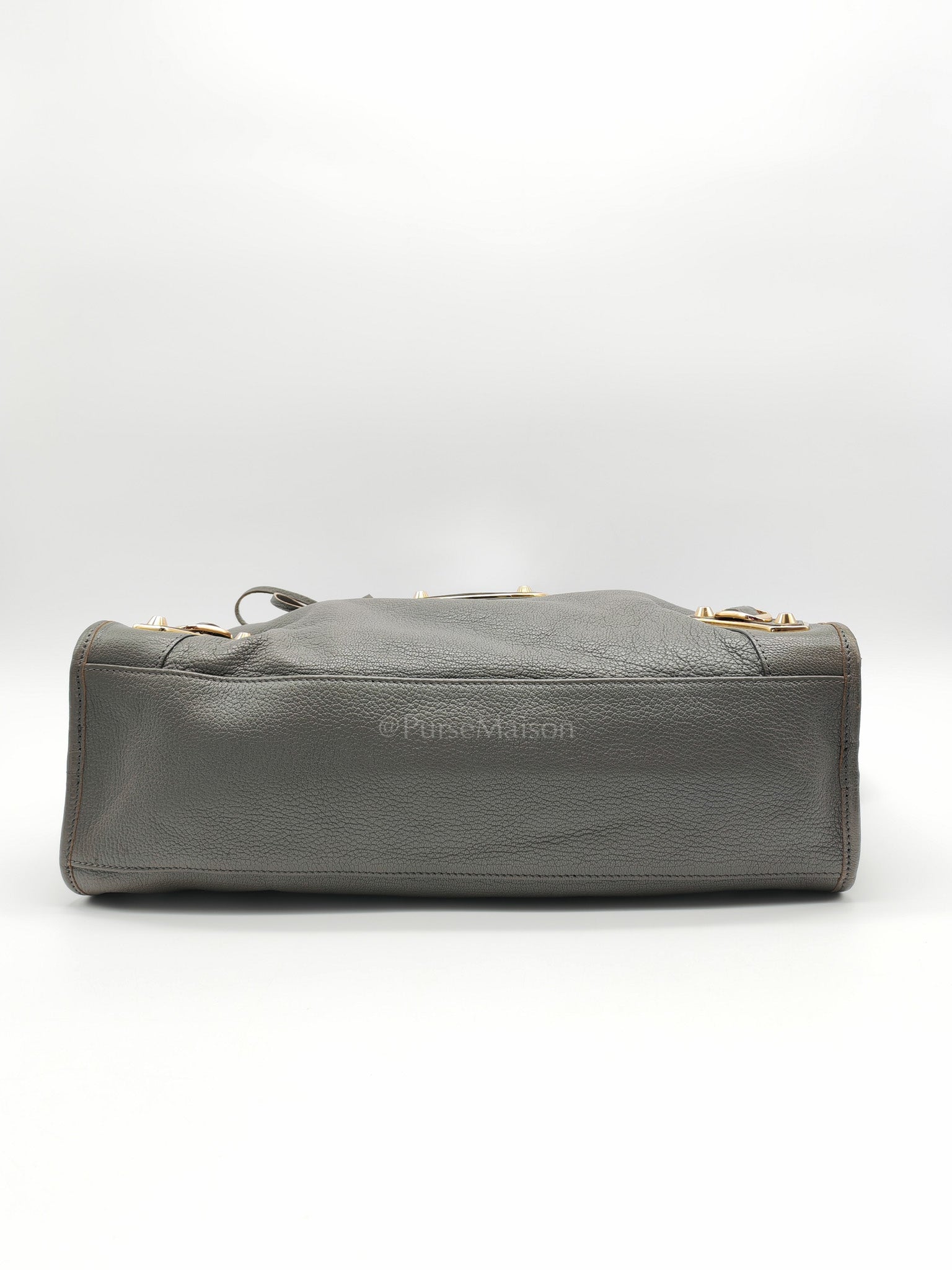 Metallic Edge City Bag in Charcoal Grey