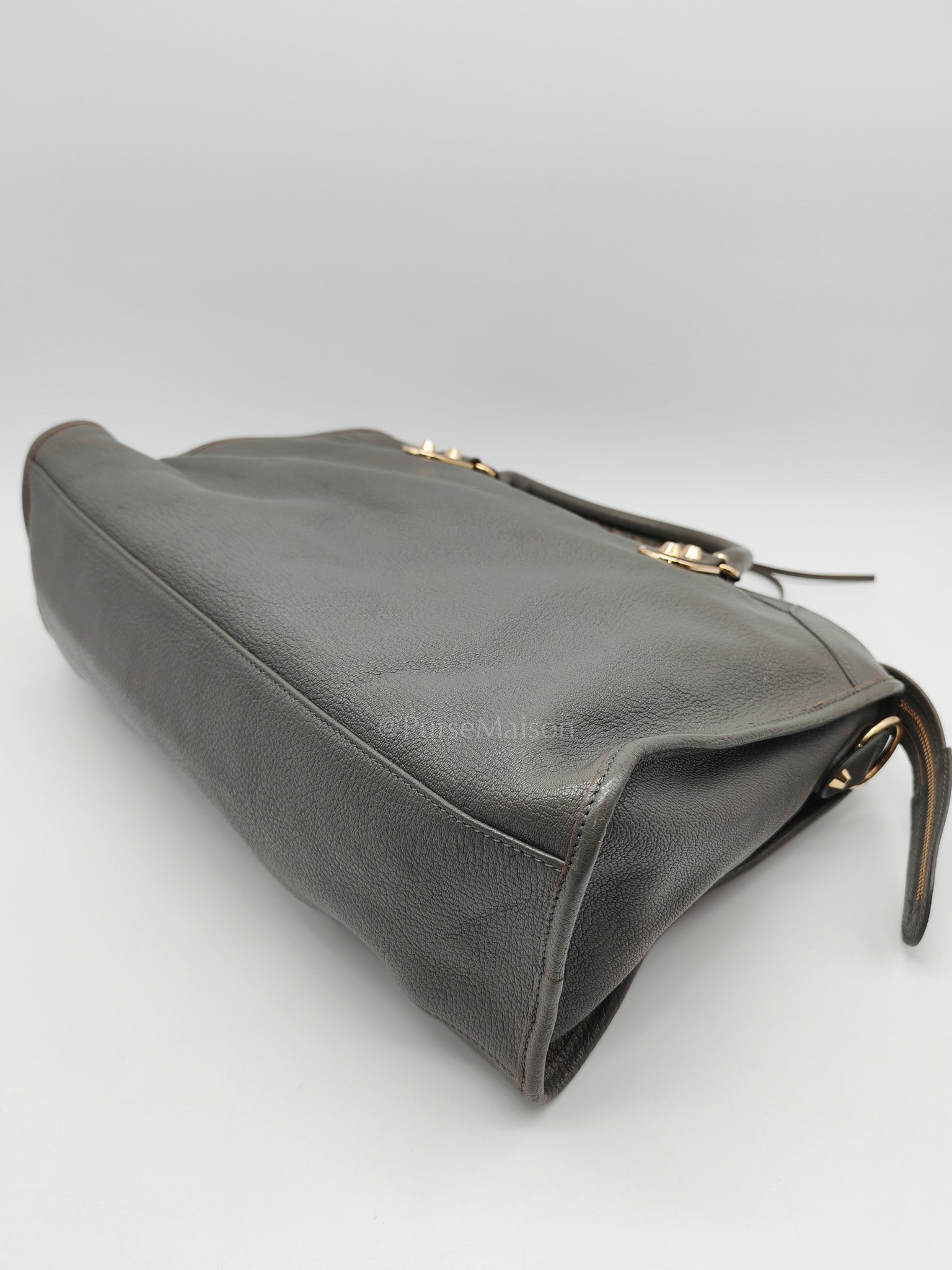 Metallic Edge City Bag in Charcoal Grey