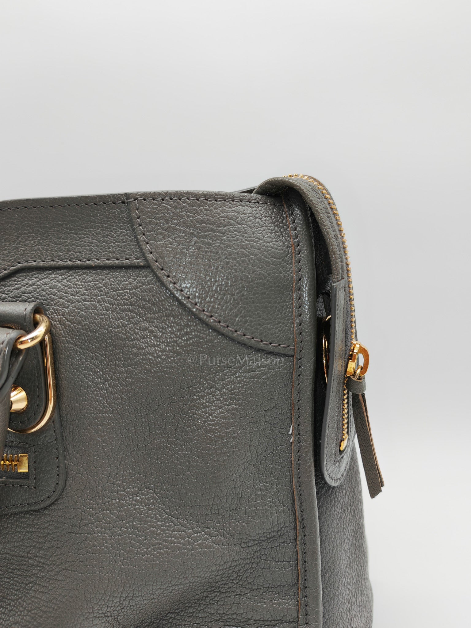 Metallic Edge City Bag in Charcoal Grey