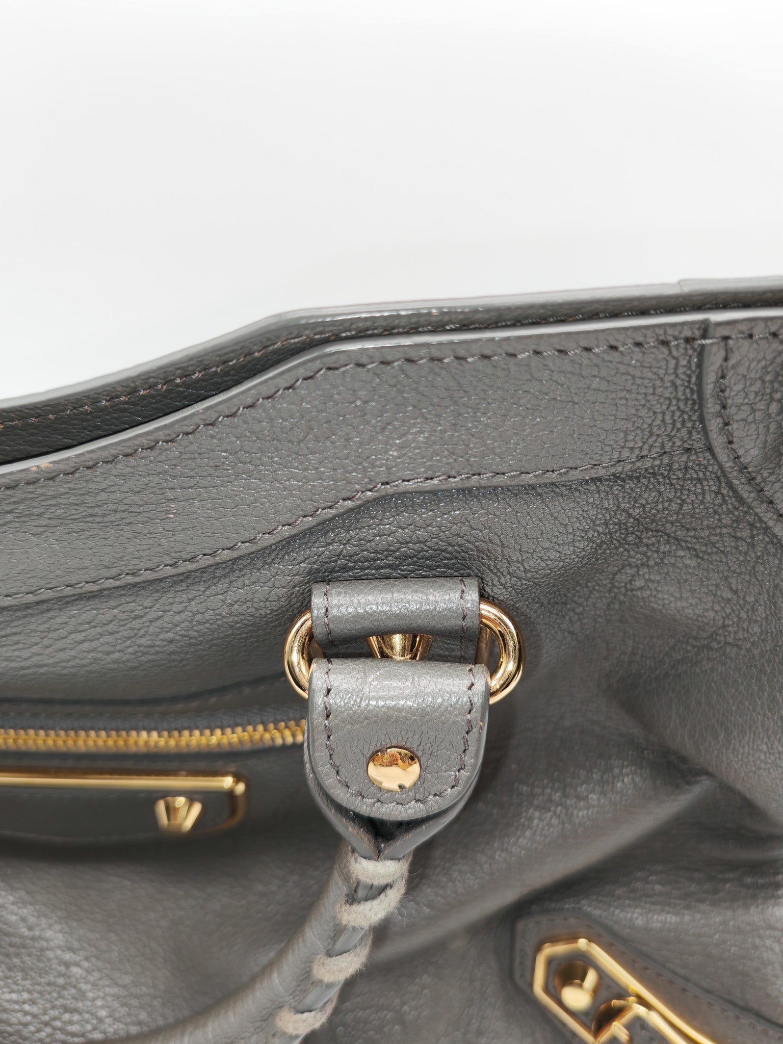Metallic Edge City Bag in Charcoal Grey