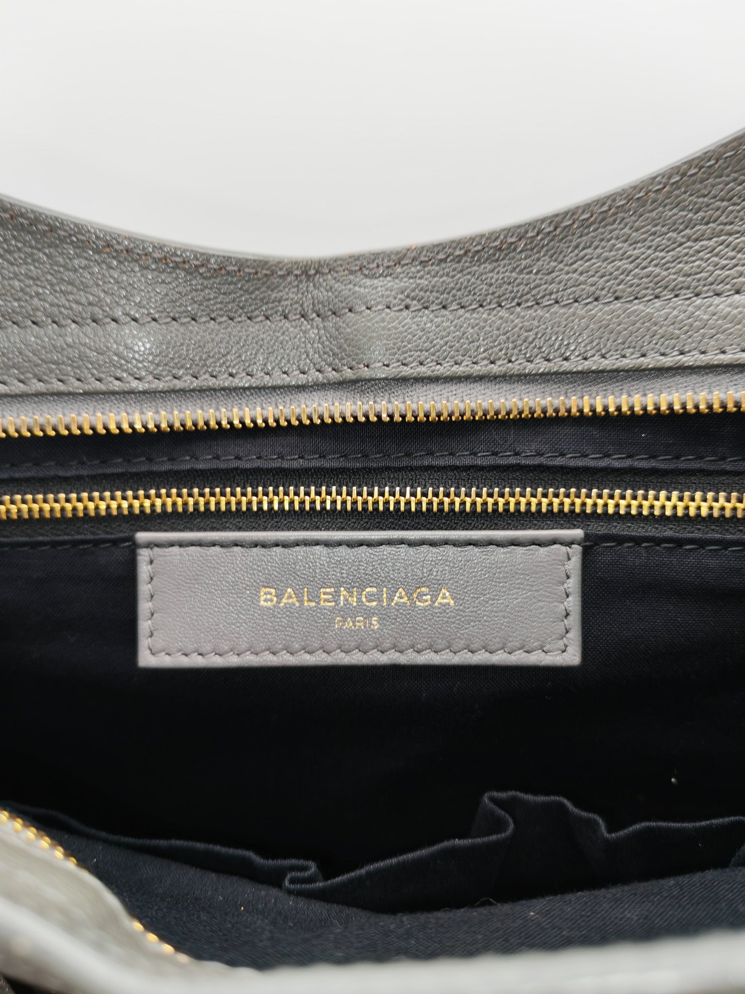 Metallic Edge City Bag in Charcoal Grey