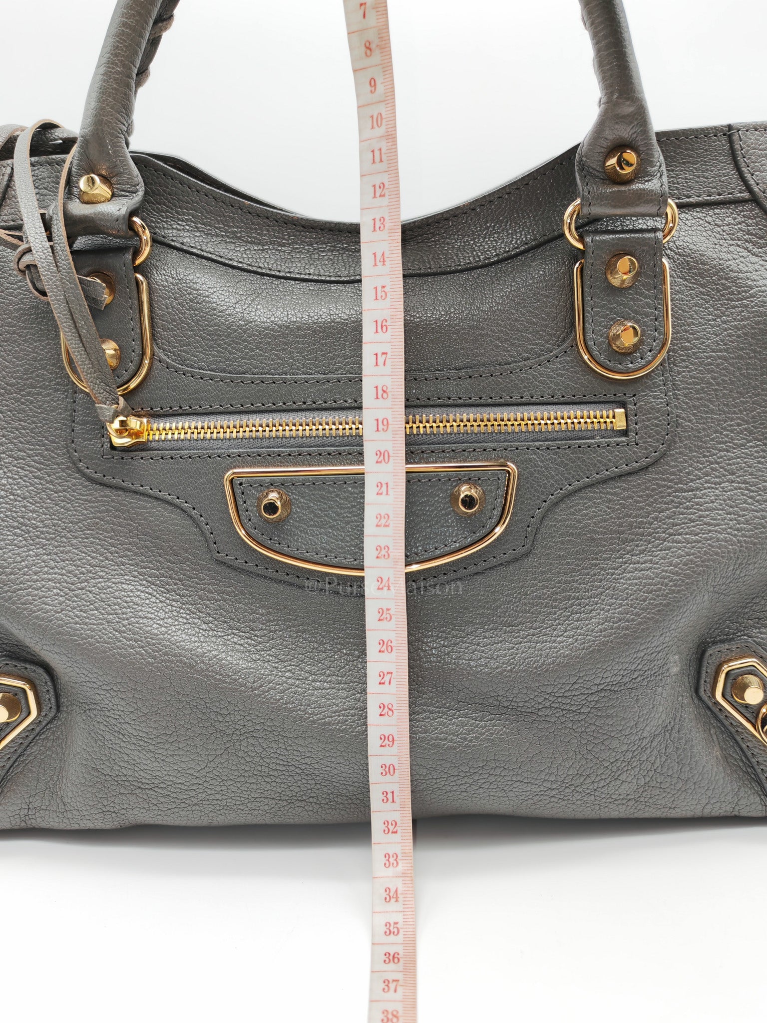 Metallic Edge City Bag in Charcoal Grey
