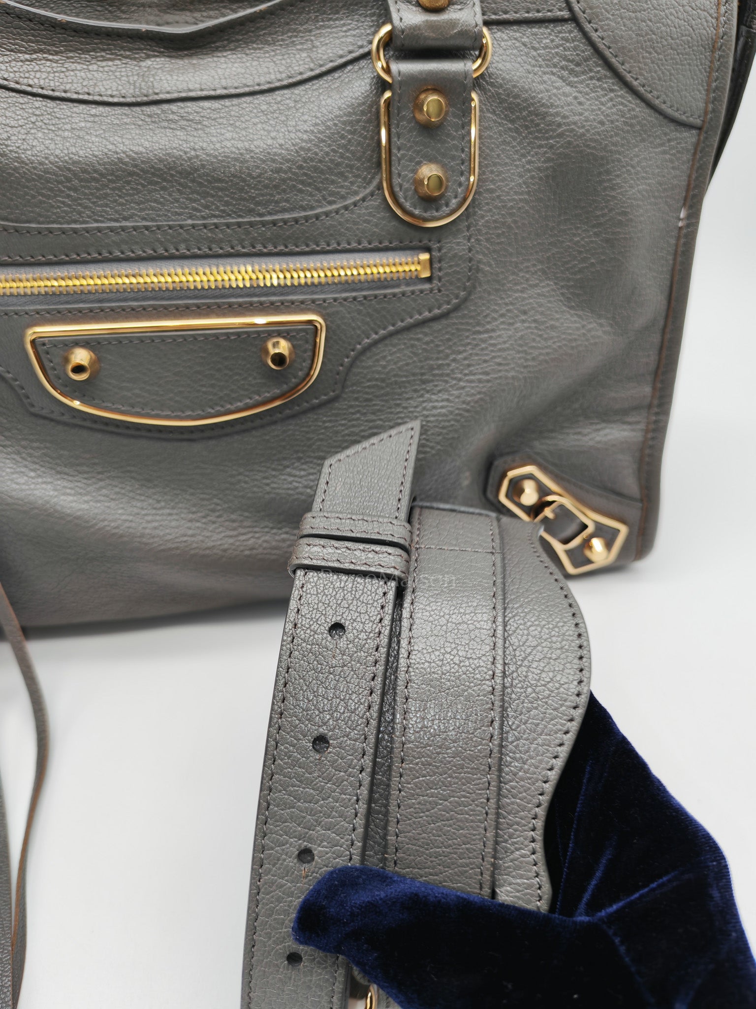 Metallic Edge City Bag in Charcoal Grey