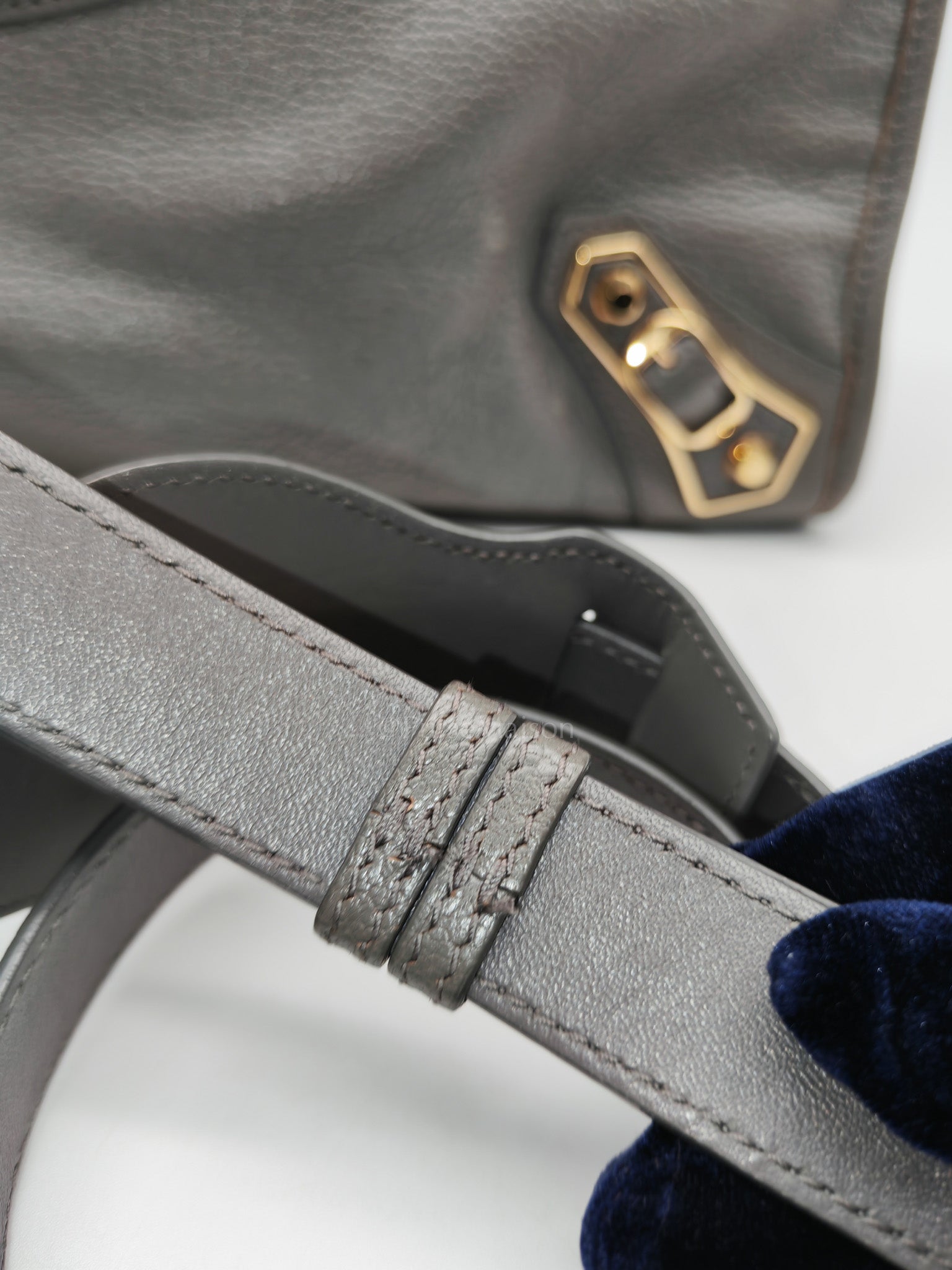 Metallic Edge City Bag in Charcoal Grey