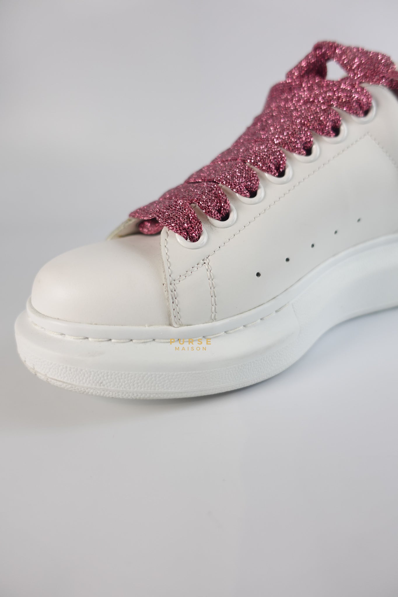 Larry White & Glittered Pink Rose Women’s Sneakers Size 38 EU (25cm) | Purse Maison Luxury Bags Shop