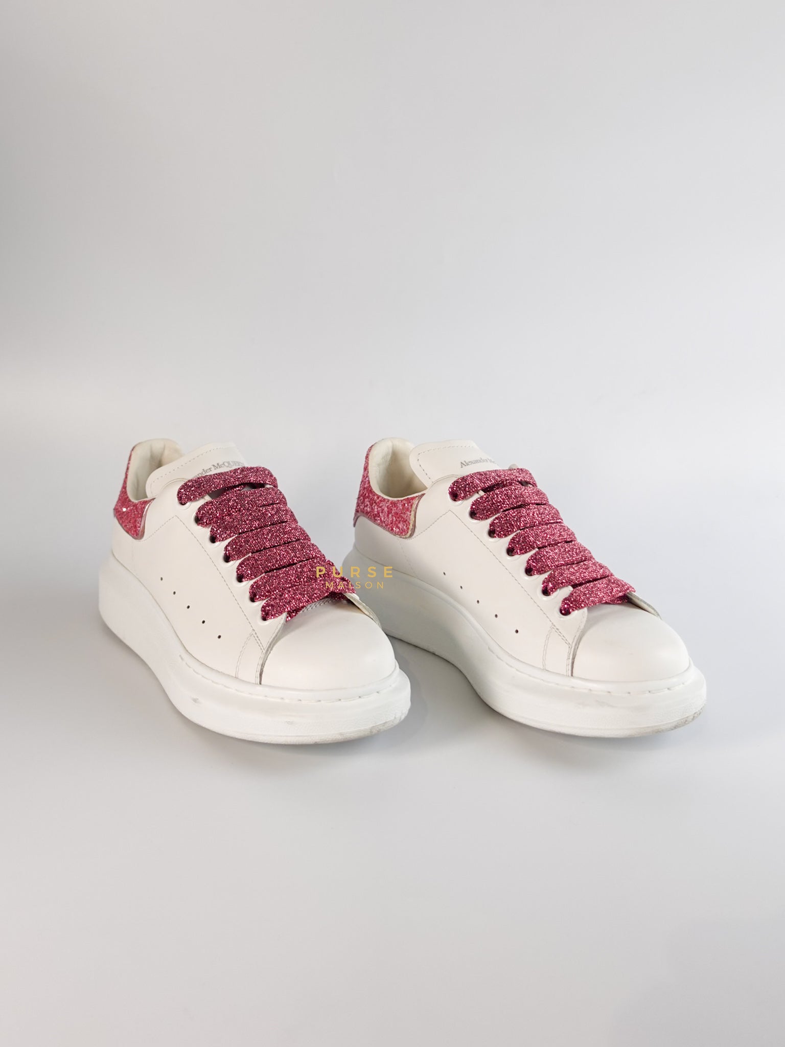 Larry White & Glittered Pink Rose Women’s Sneakers Size 38 EU (25cm) | Purse Maison Luxury Bags Shop