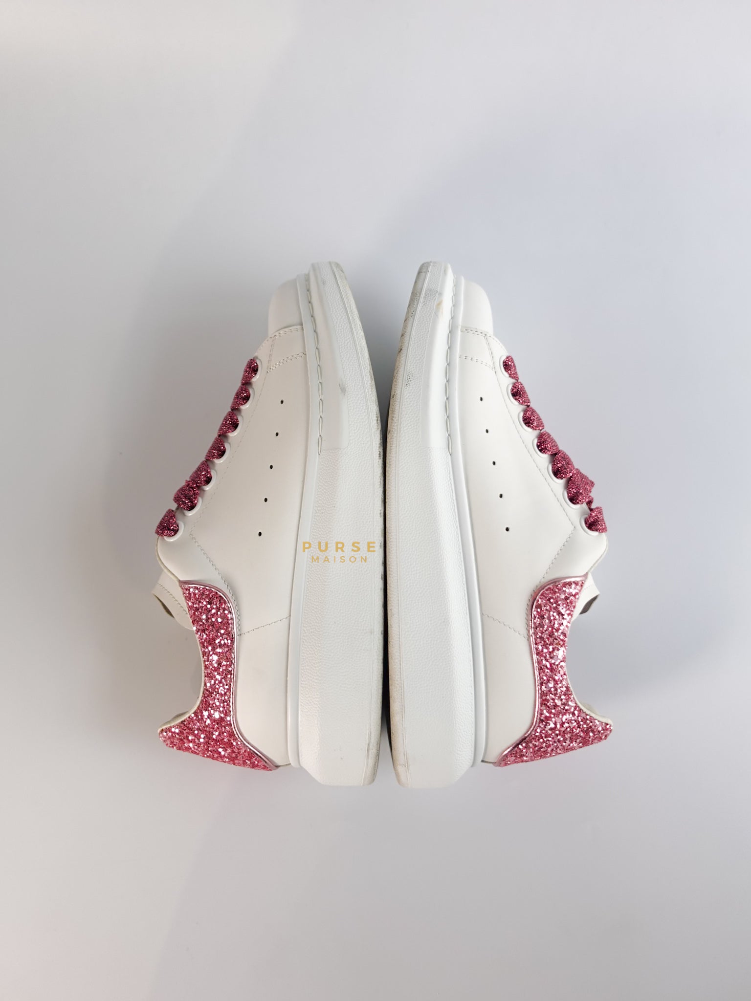 Larry White & Glittered Pink Rose Women’s Sneakers Size 38 EU (25cm) | Purse Maison Luxury Bags Shop