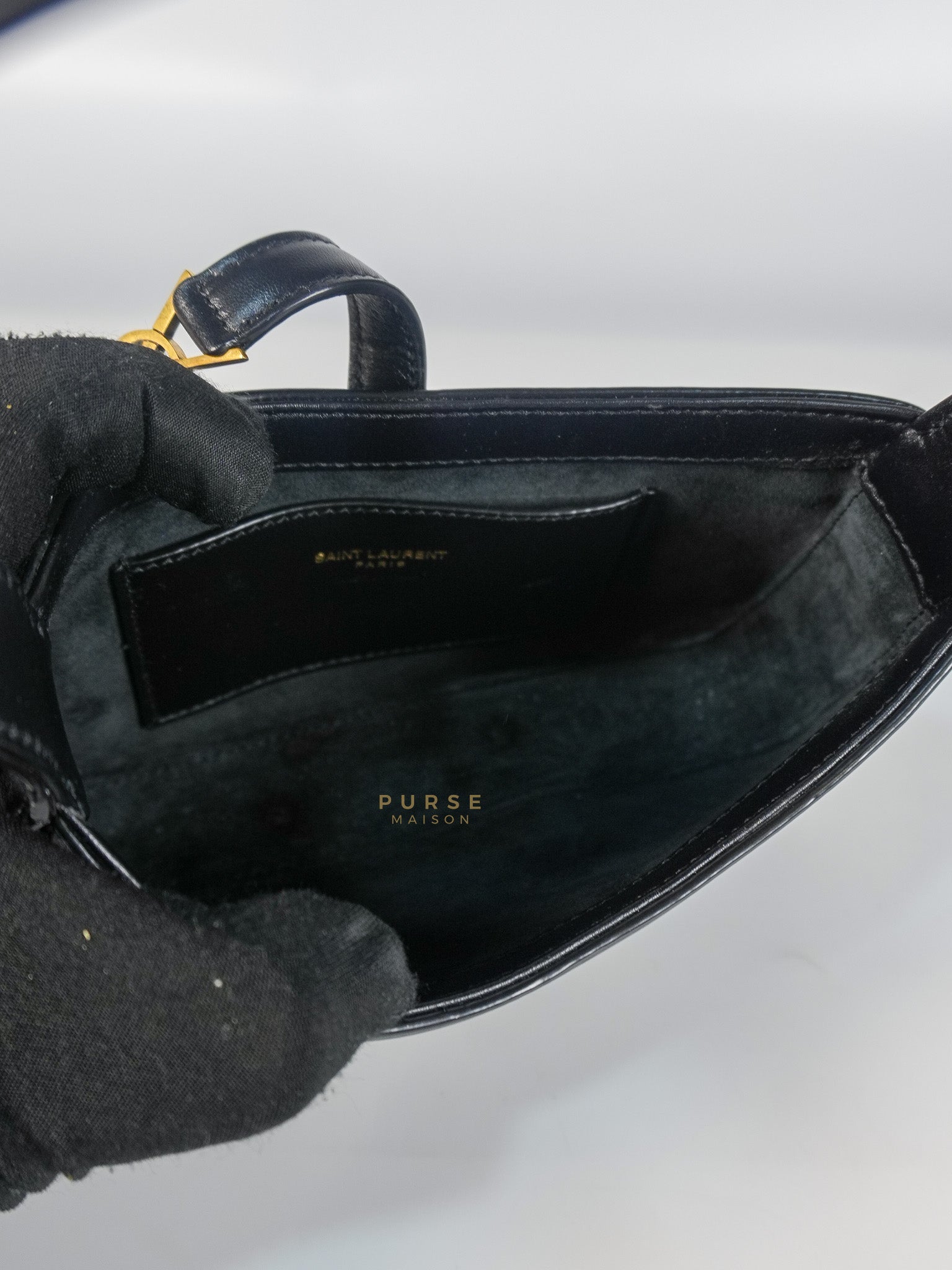 Le 5 A 7 Hobo Shoulder Gold Hardware Bag in Black | Purse Maison Luxury Bags Shop