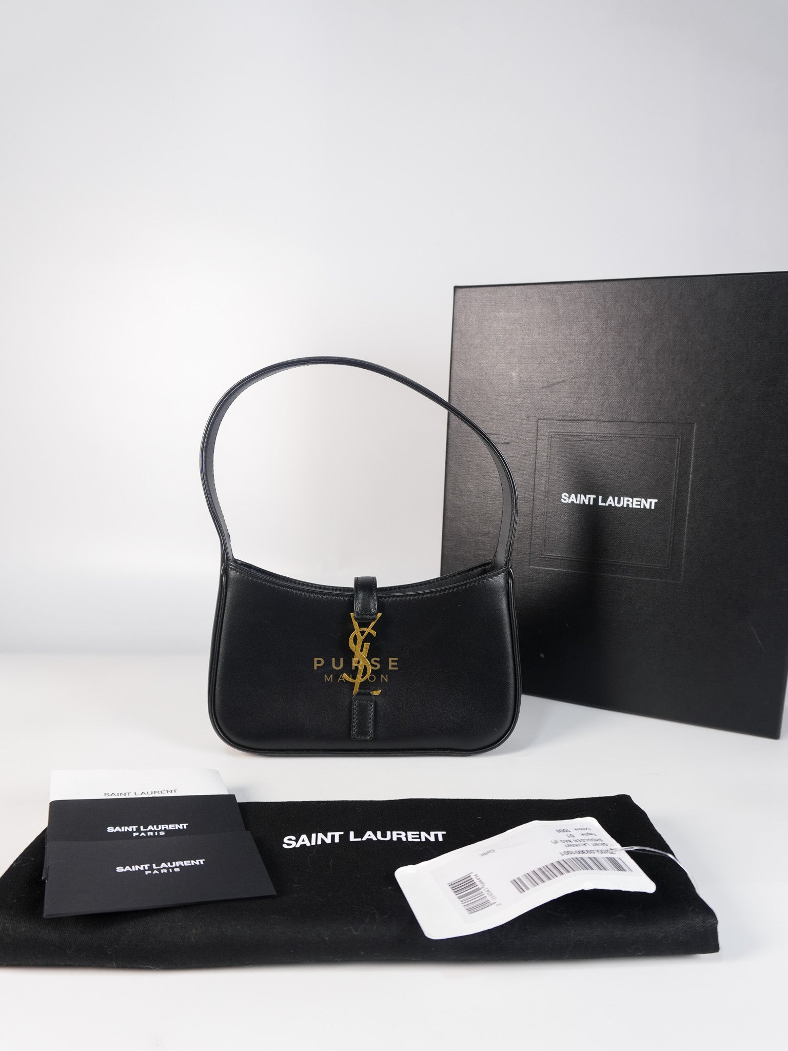 Le 5 A 7 Hobo Shoulder Gold Hardware Bag in Black | Purse Maison Luxury Bags Shop
