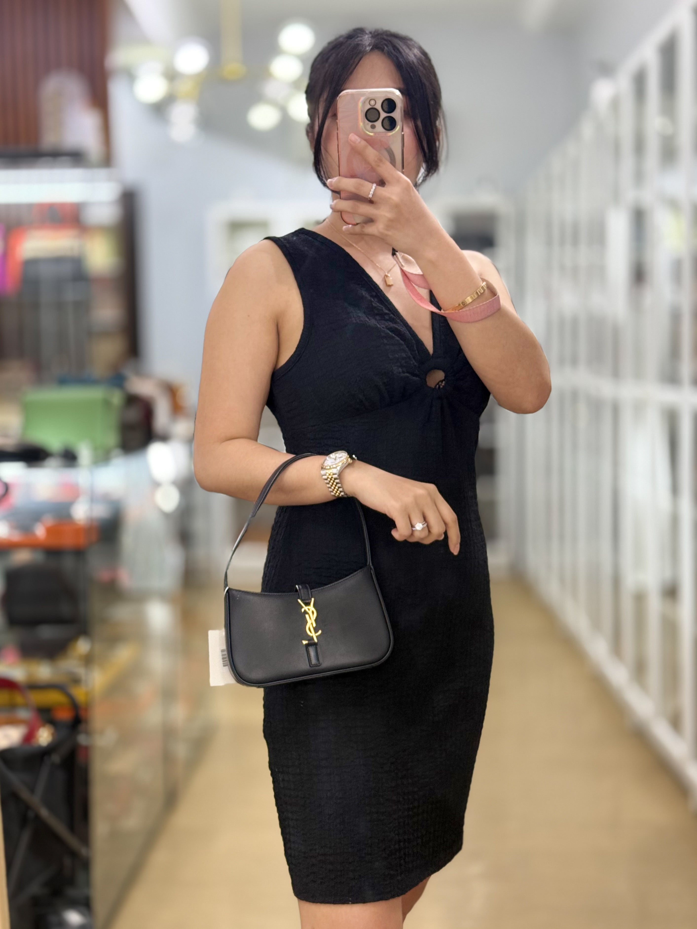Le 5 A 7 Hobo Shoulder Gold Hardware Bag in Black | Purse Maison Luxury Bags Shop
